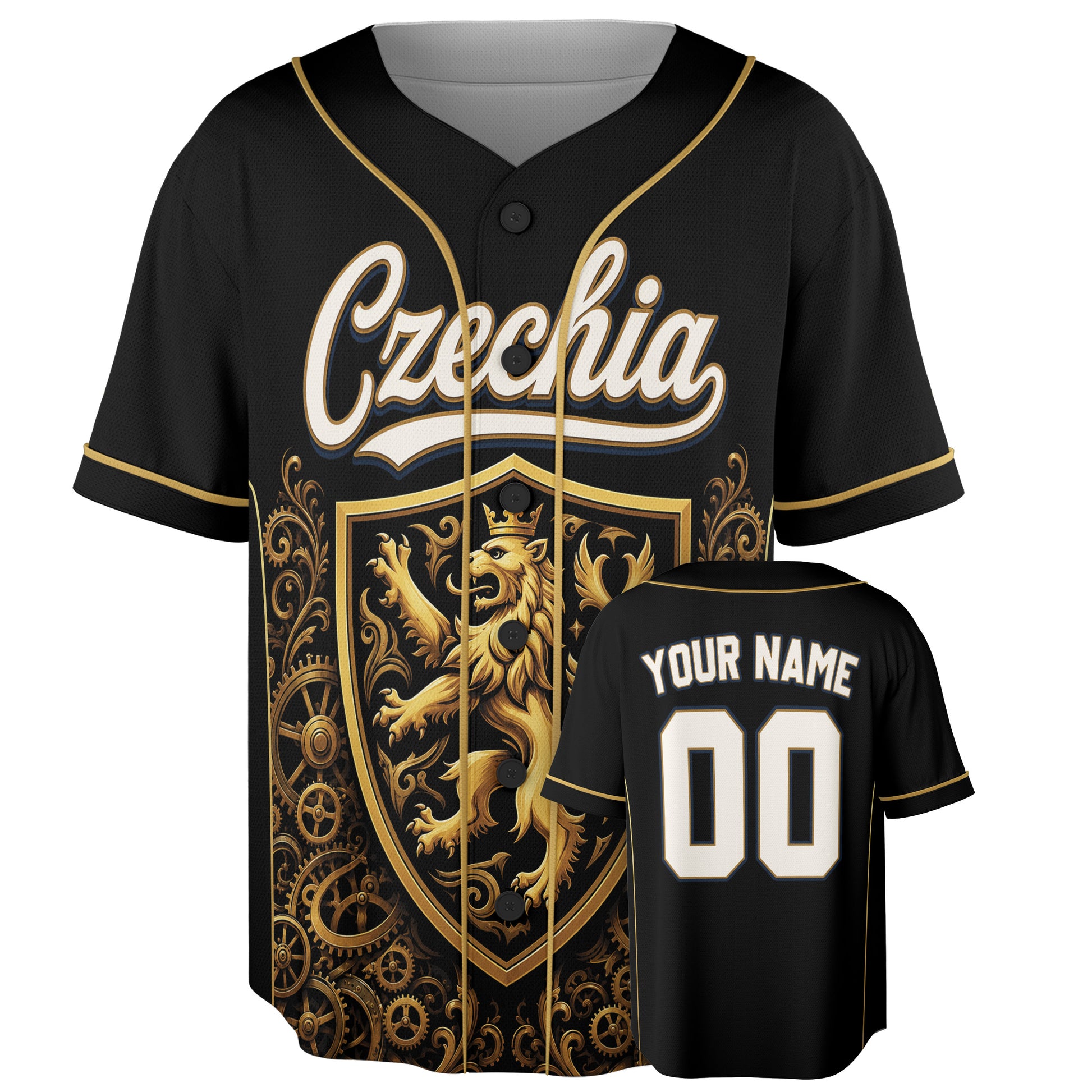 Custom Czech Republic Baseball Jersey Czech Fan Bohemian Lion – Personalized Name Number