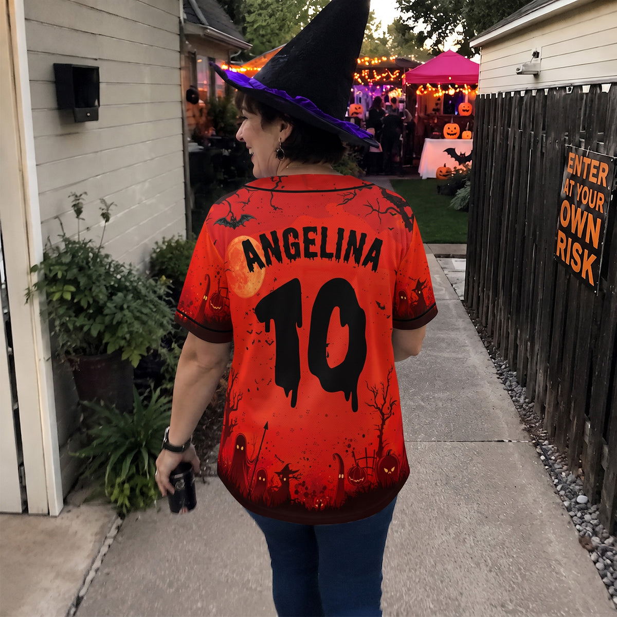 Custom Halloween Baseball Jersey Red Moon - Design Your Own