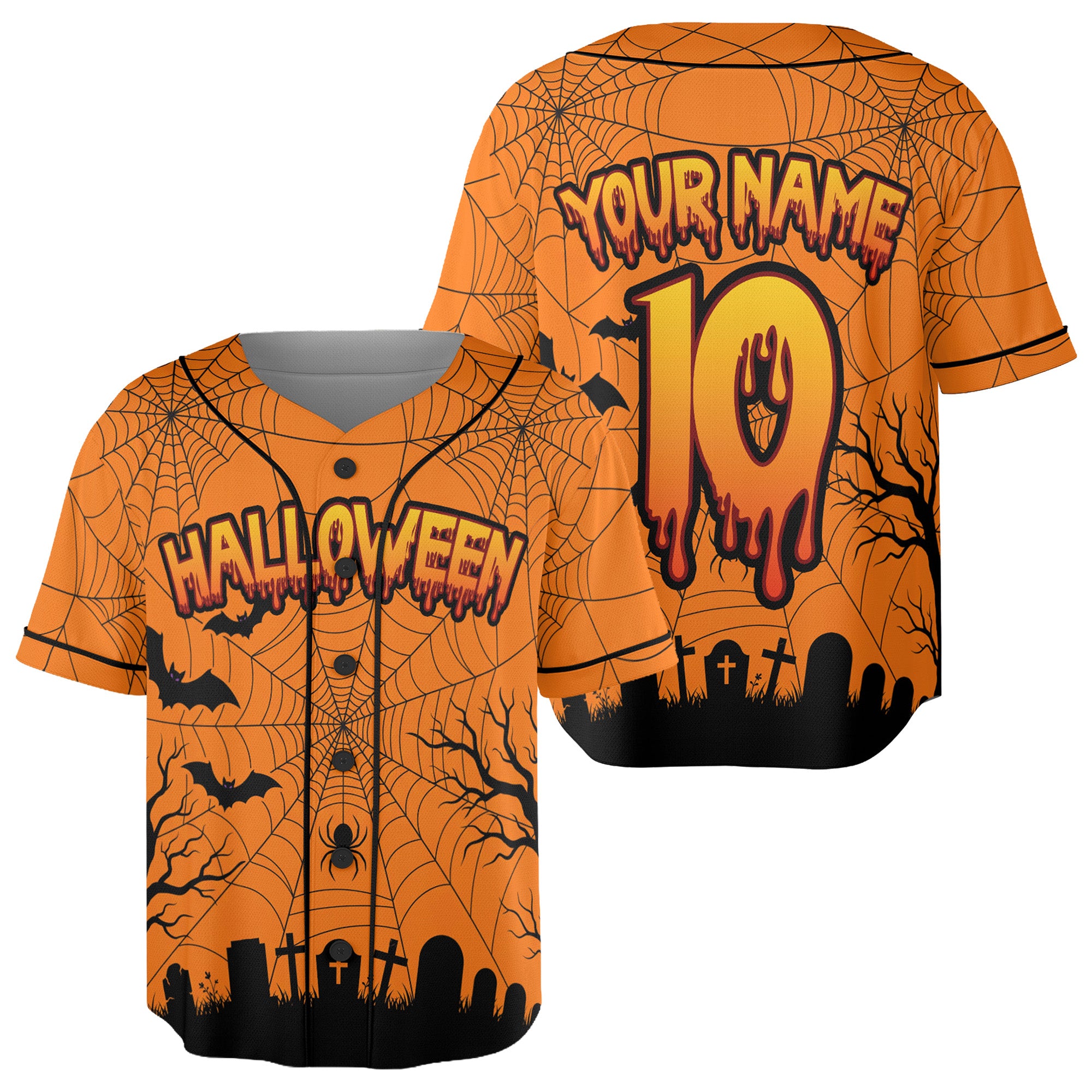 Custom Halloween Baseball Jersey Spider Web - Design Your Own