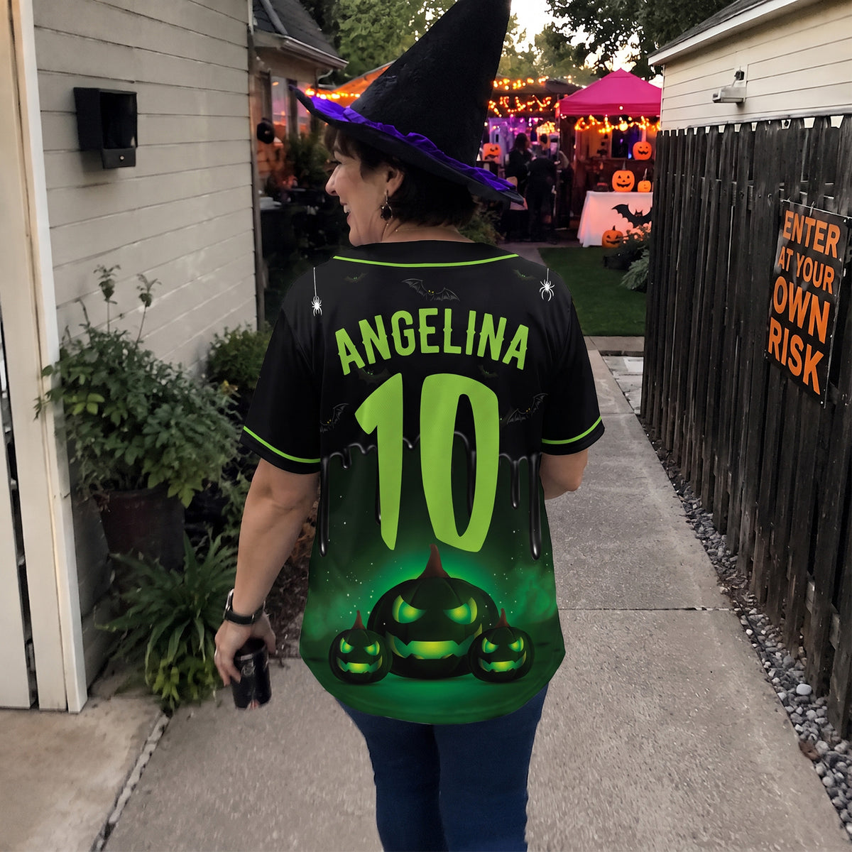 Custom Halloween Baseball Jersey Neon Pumpkin - Design Your Own