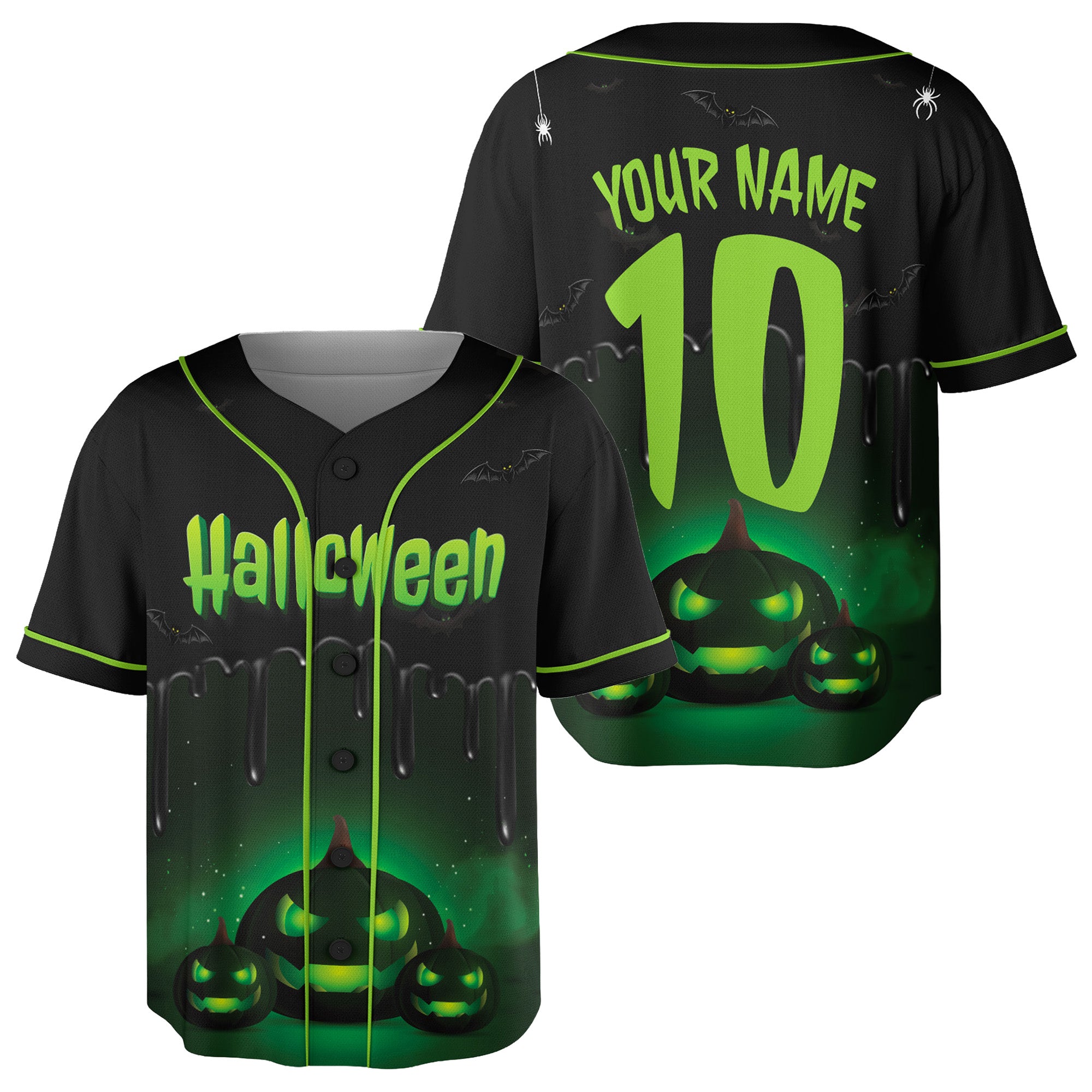 Custom Halloween Baseball Jersey Neon Pumpkin - Design Your Own