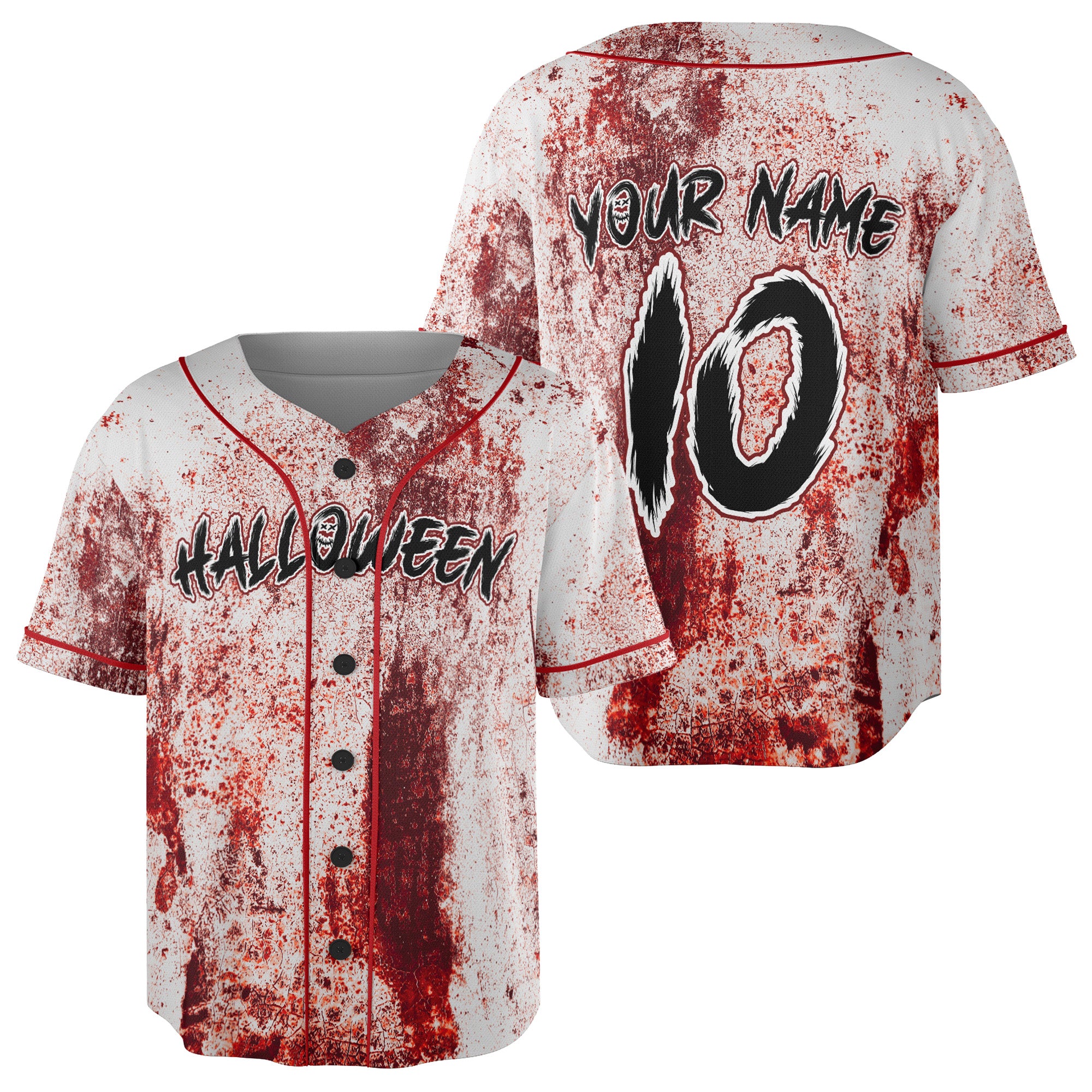 Custom Halloween Baseball Jersey Blood Splatter - Design Your Own