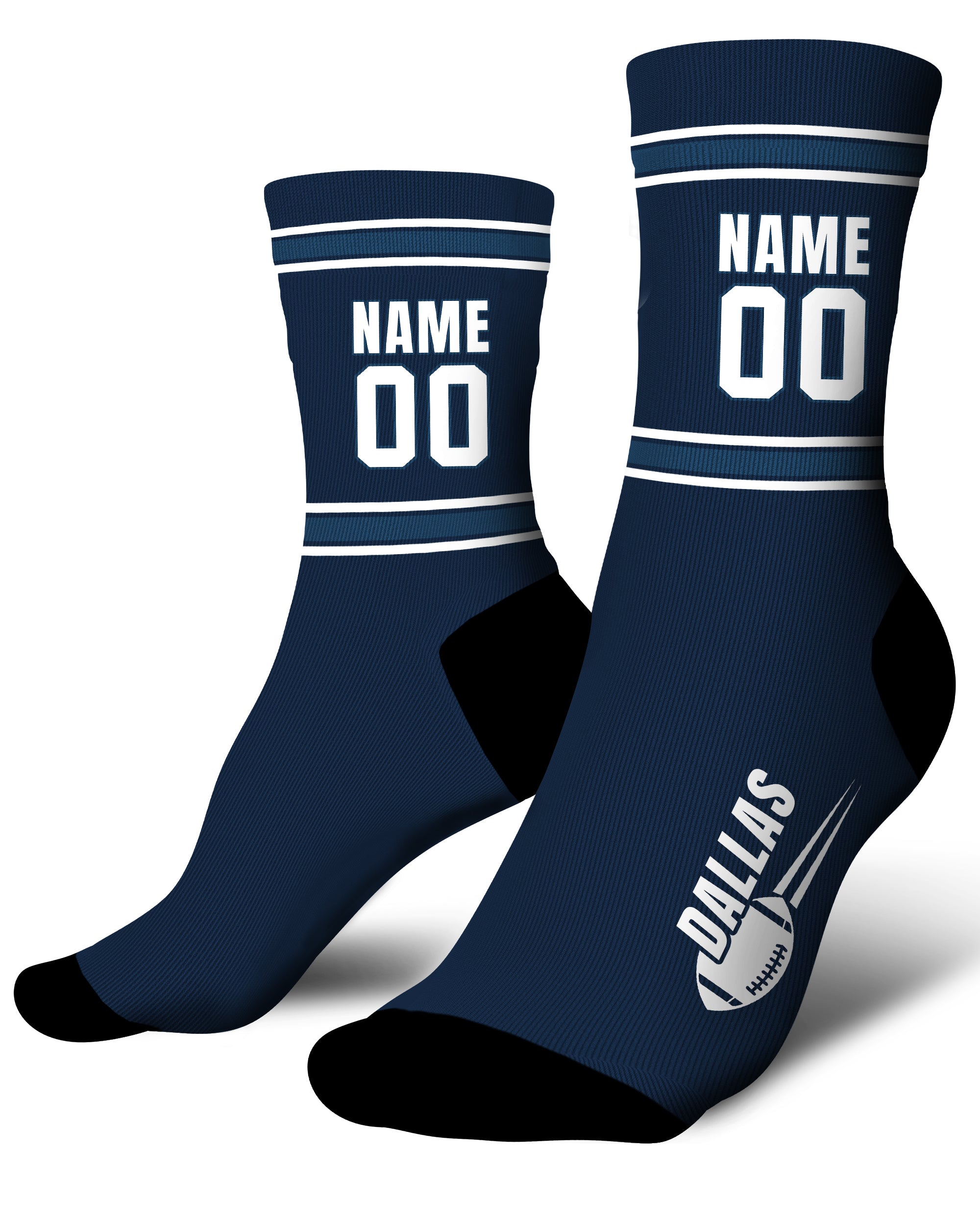 Custom City Sports Socks Dallas Blue - Personalized Name Number