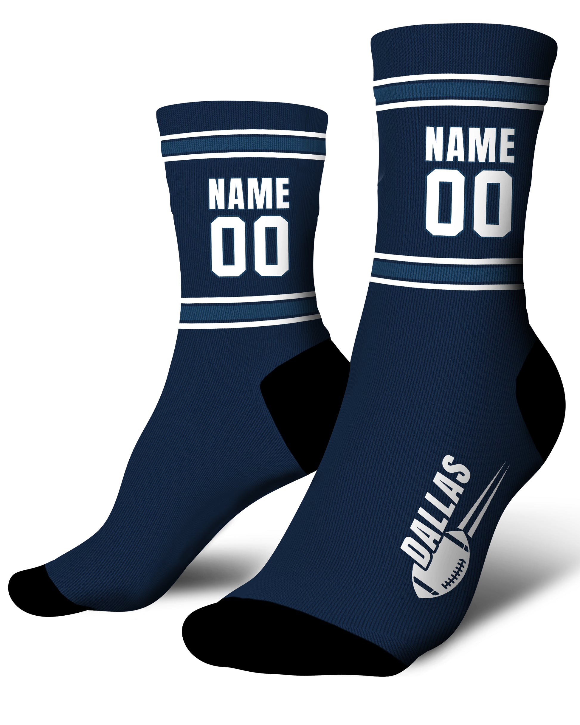 Custom City Sports Socks Dallas Blue - Personalized Name Number