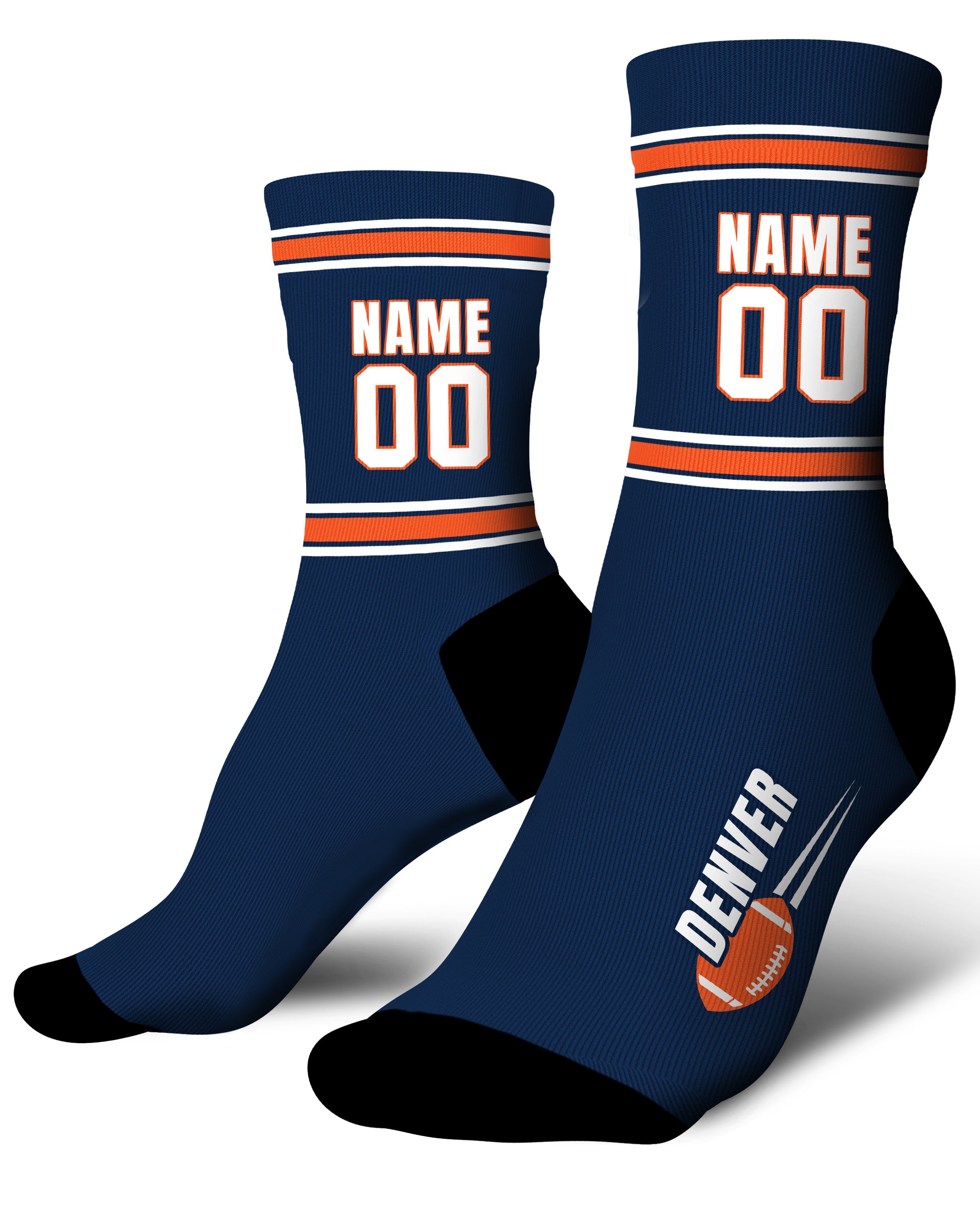 Custom City Sports Socks Denver Blue - Personalized Name Number