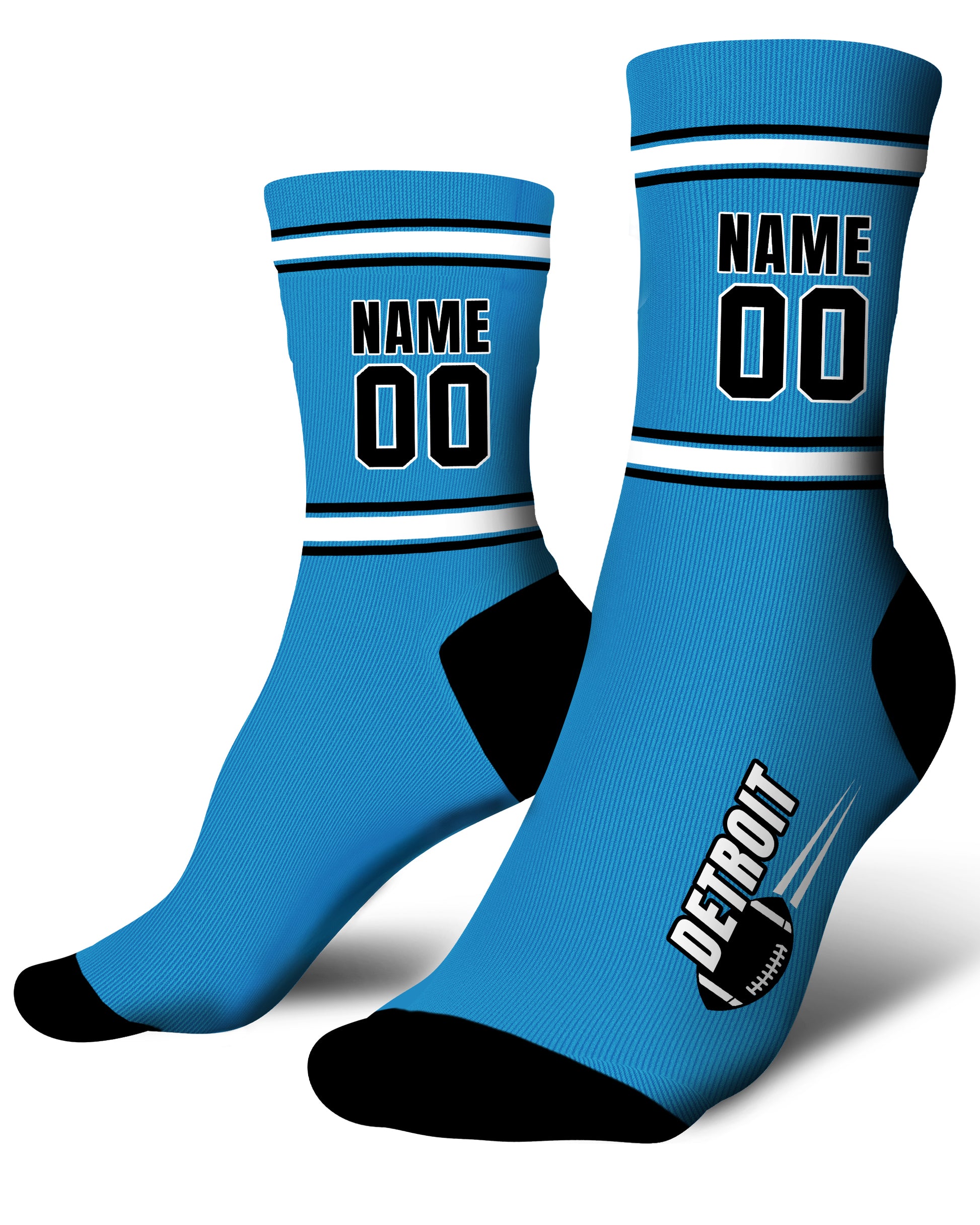Custom City Sports Socks Detroit Blue - Personalized Name Number
