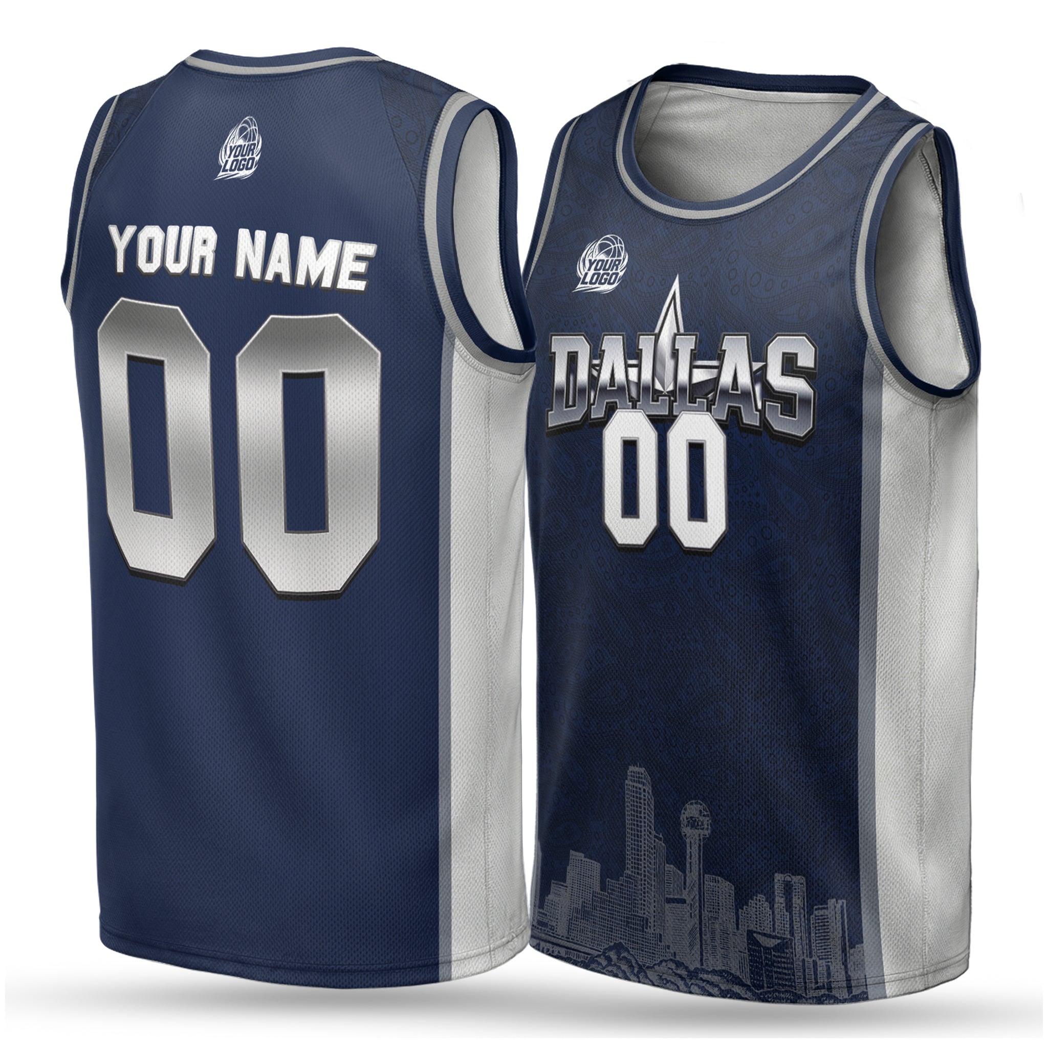 Custom City Basketball Jersey Dallas Design - Add Your Name and Number