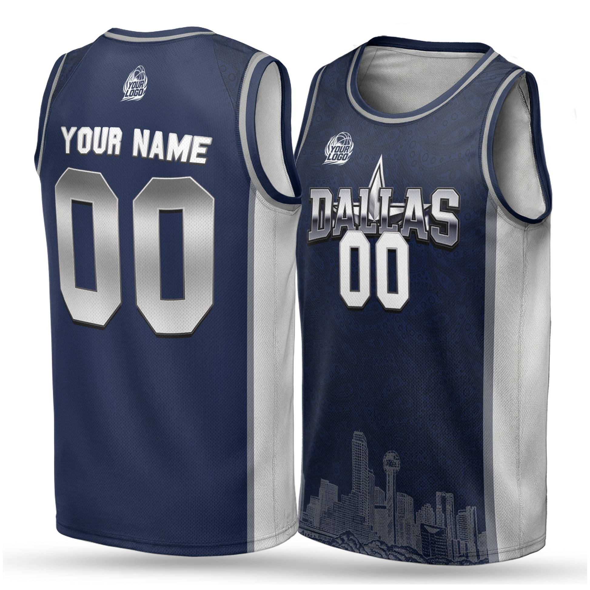 Custom City Basketball Jersey Dallas Design - Add Your Name and Number