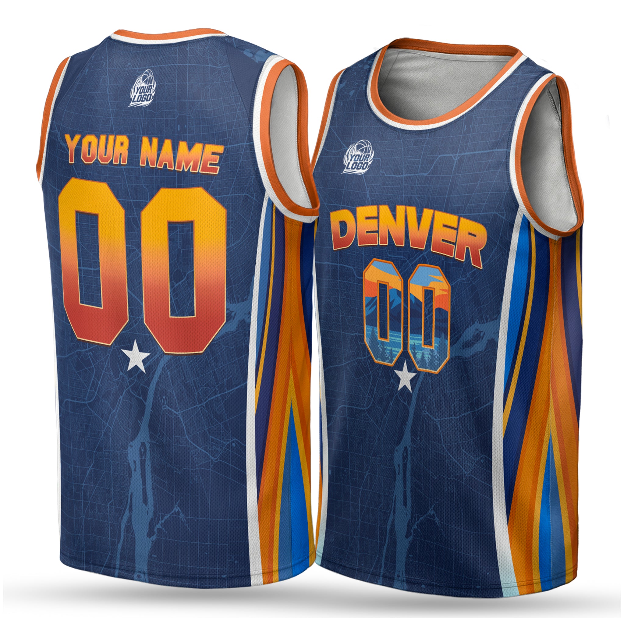 Custom City Basketball Jersey Denver Design - Add Your Name and Number