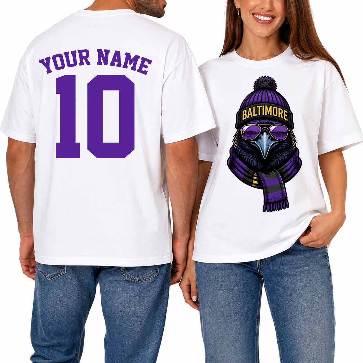 Custom Baltimore Football Shirt – Personalized Name & Number Game Day Tee