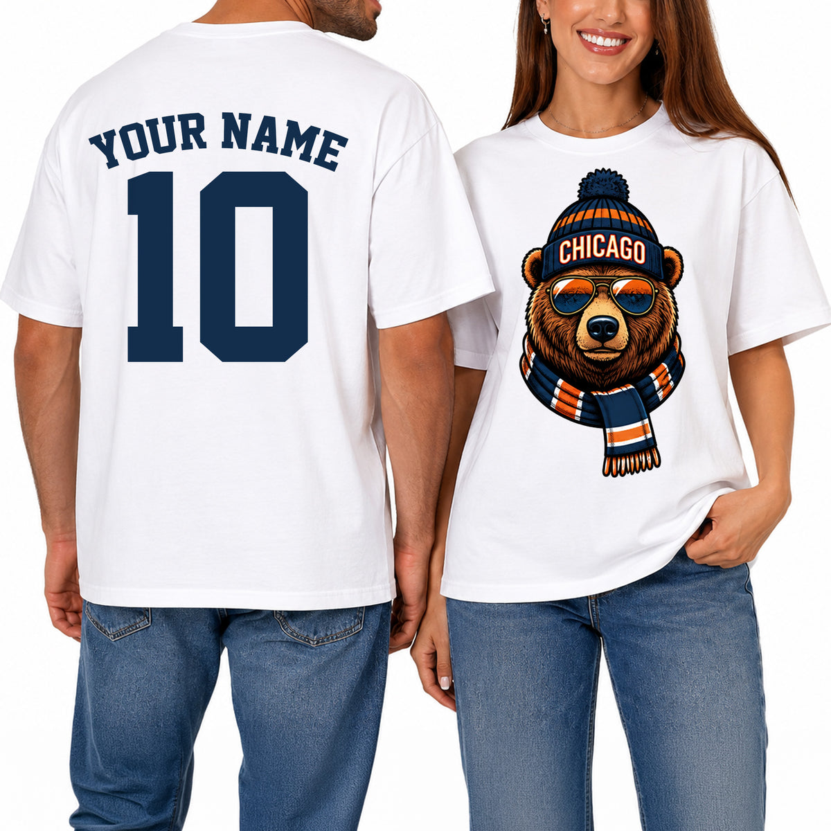 Custom Chicago Football Shirt – Personalized Name & Number Game Day Tee