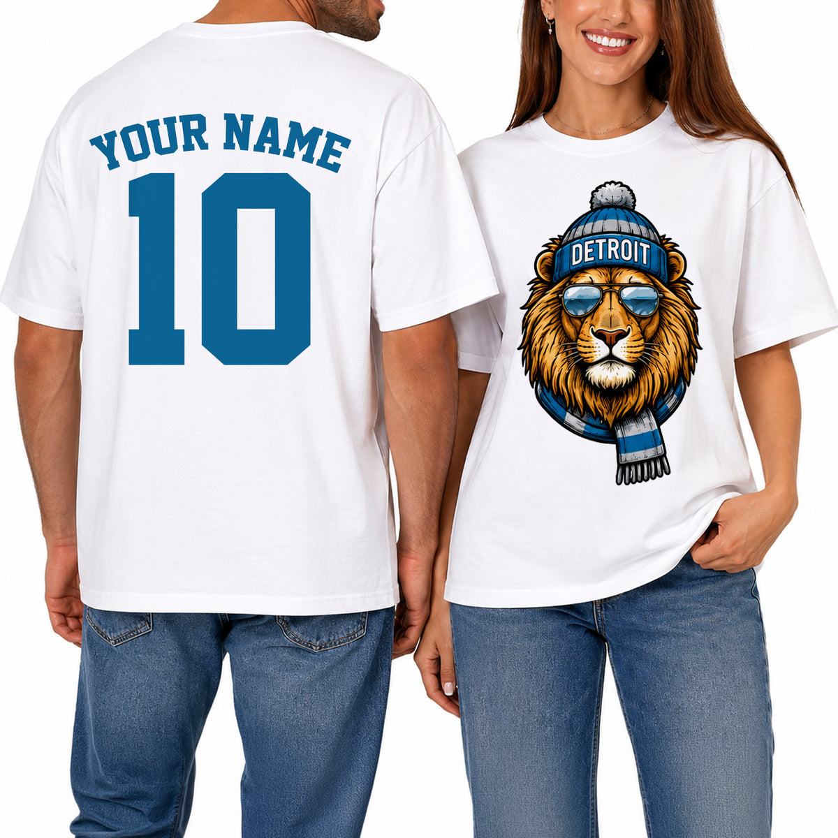 Custom Detroit Football Shirt – Personalized Name & Number Game Day Tee