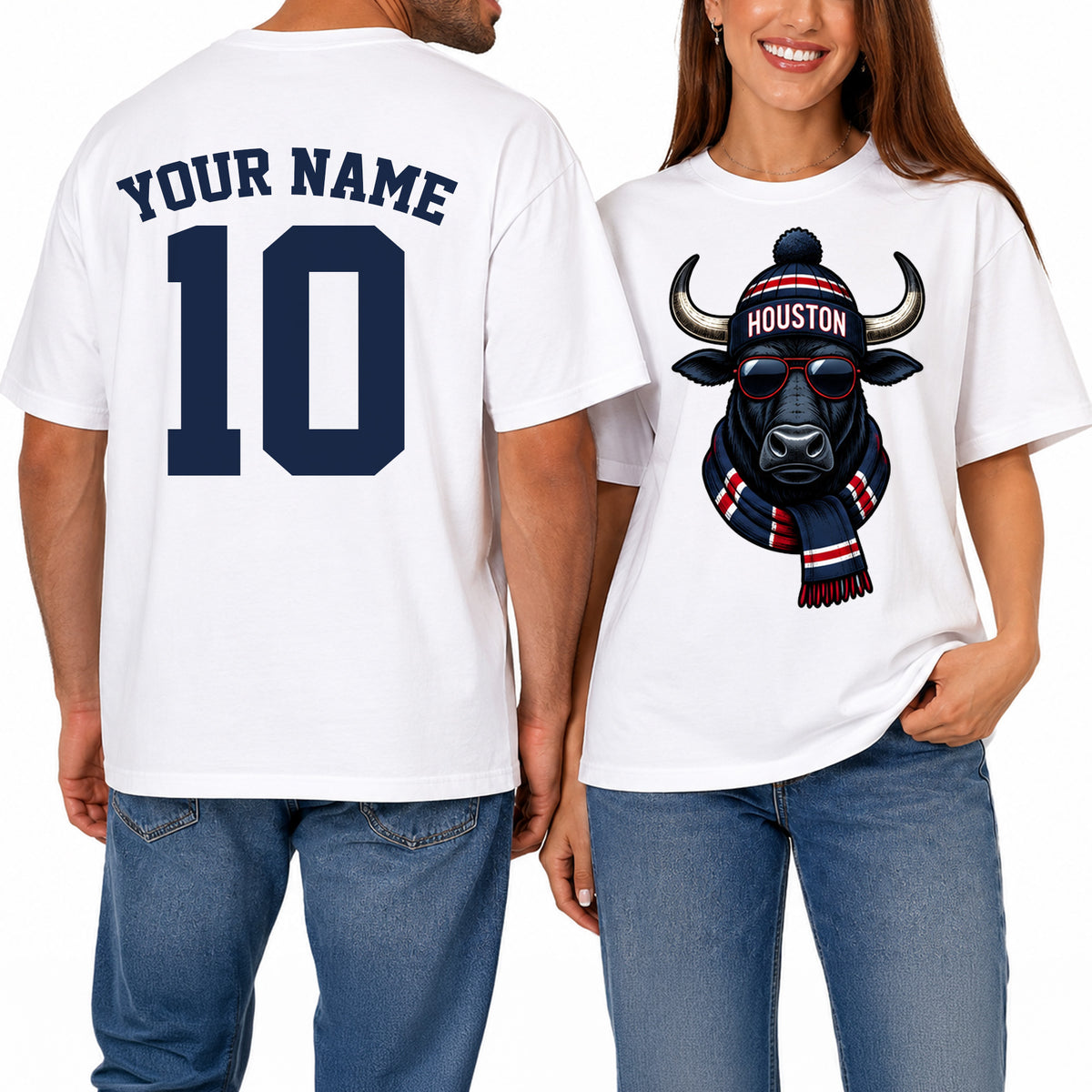Custom Houston Football Shirt – Personalized Name & Number Game Day Tee