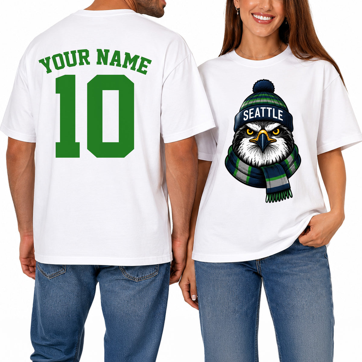 Custom Seattle Football Shirt – Personalized Name & Number Game Day Tee