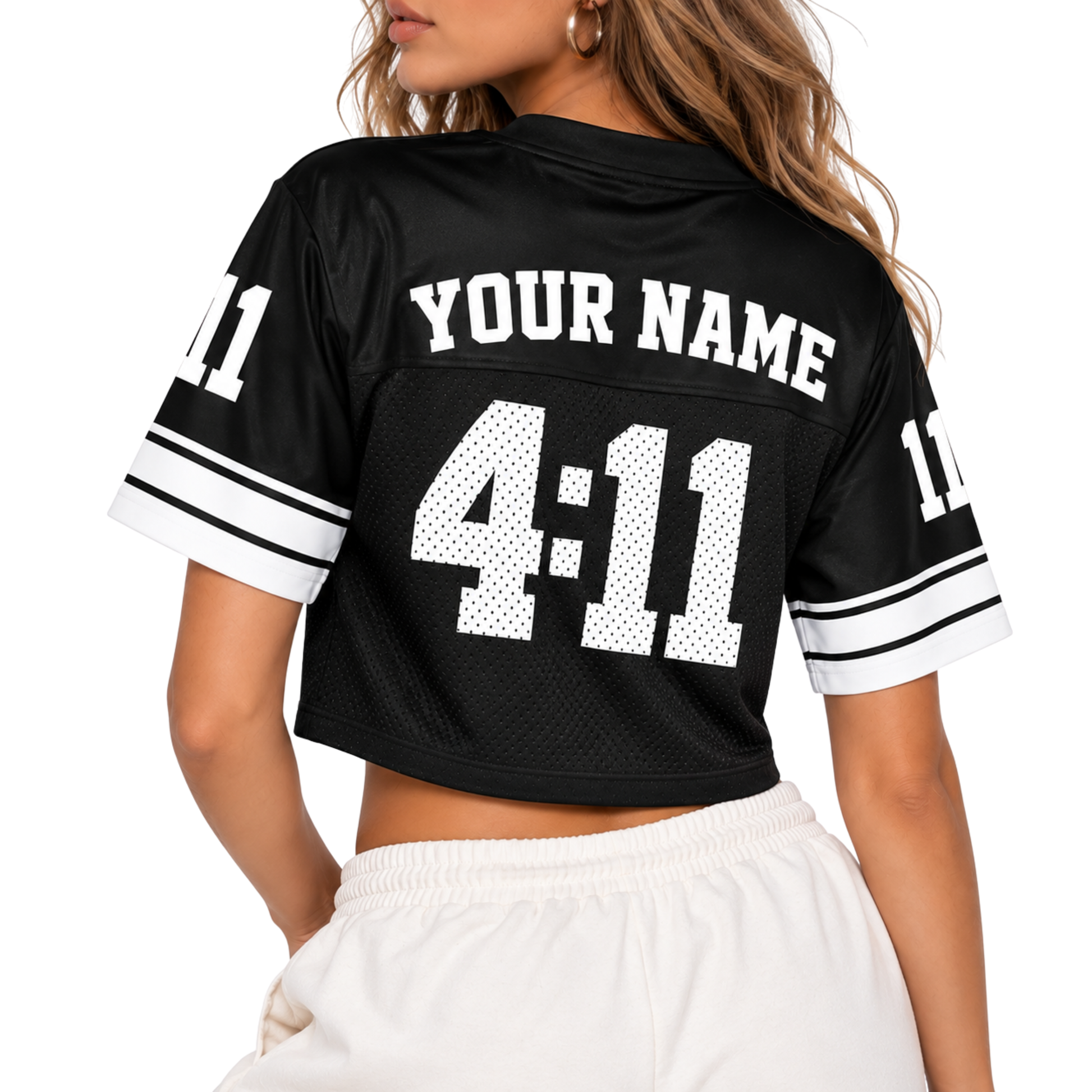 Custom Christian Crop Football Jersey, Classic Black, Personalized Name and Number
