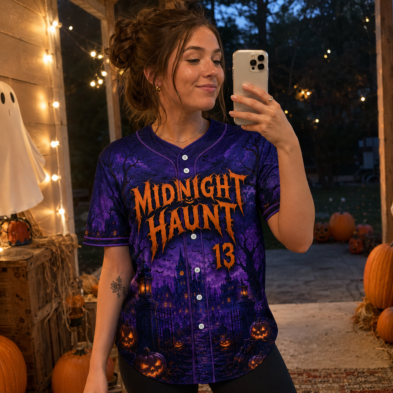 Custom Halloween Baseball Jersey - Black Nightmare Spider Name Number