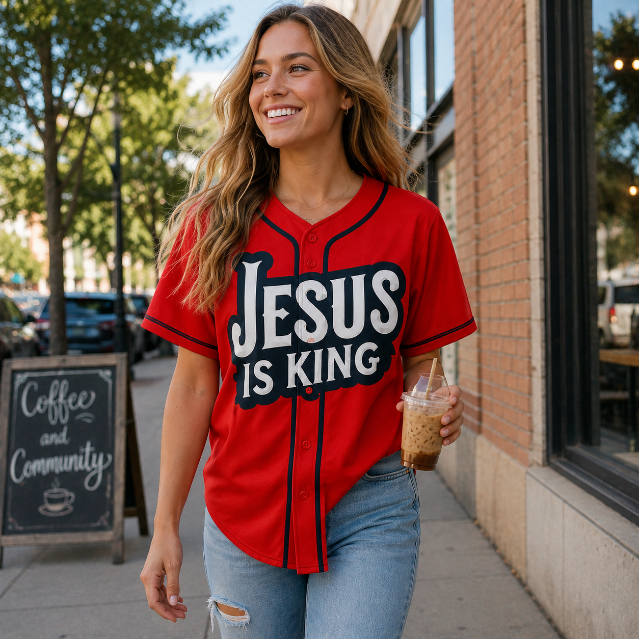 Custom Religious Baseball Jersey – Jesus is King Christian Design Add Your Name