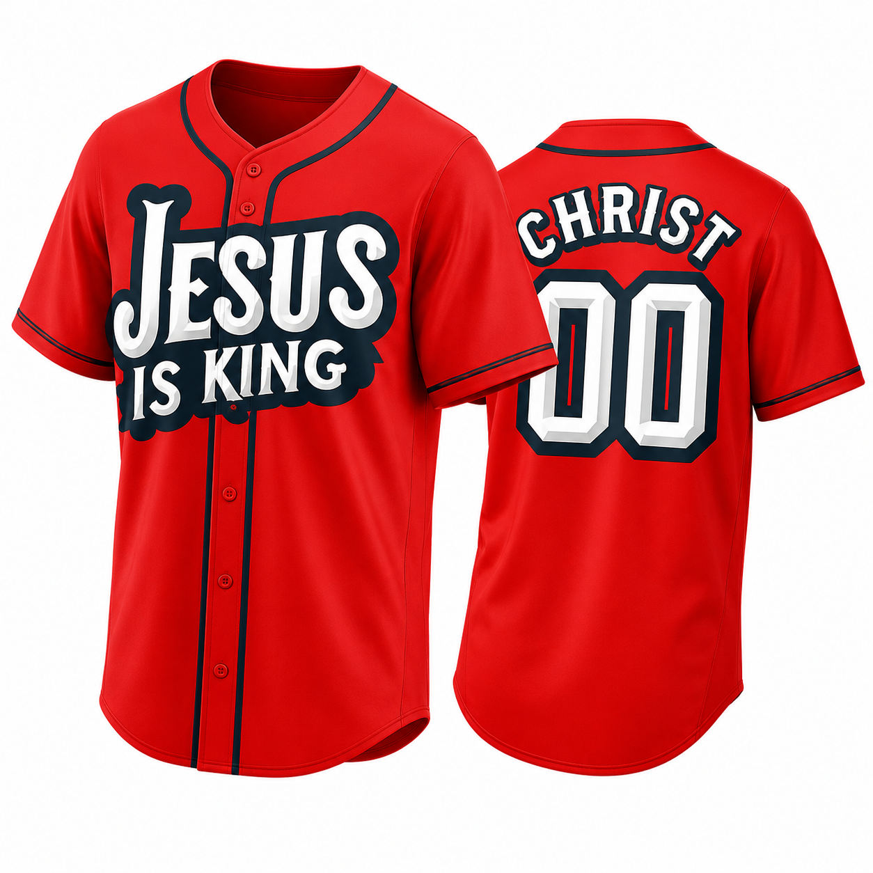 Custom Religious Baseball Jersey – Jesus is King Christian Design Add Your Name