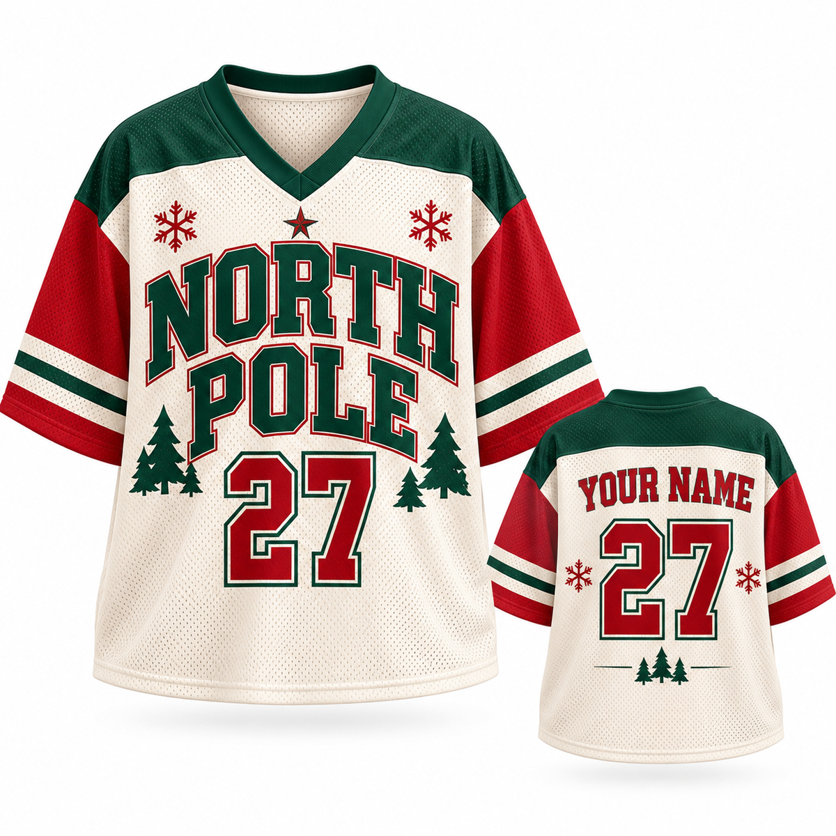 Custom North Pole Christmas Football Jersey - Personalized Name & Number