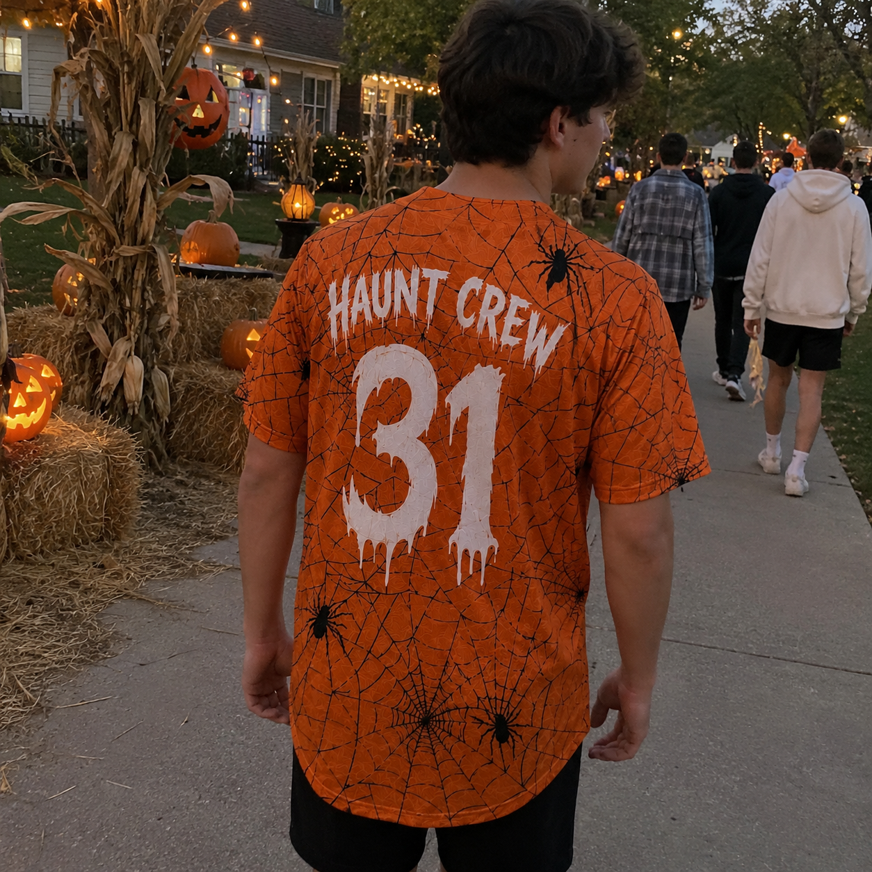 Custom Halloween Baseball Jersey - Cream Pumpkin Patch Name Number