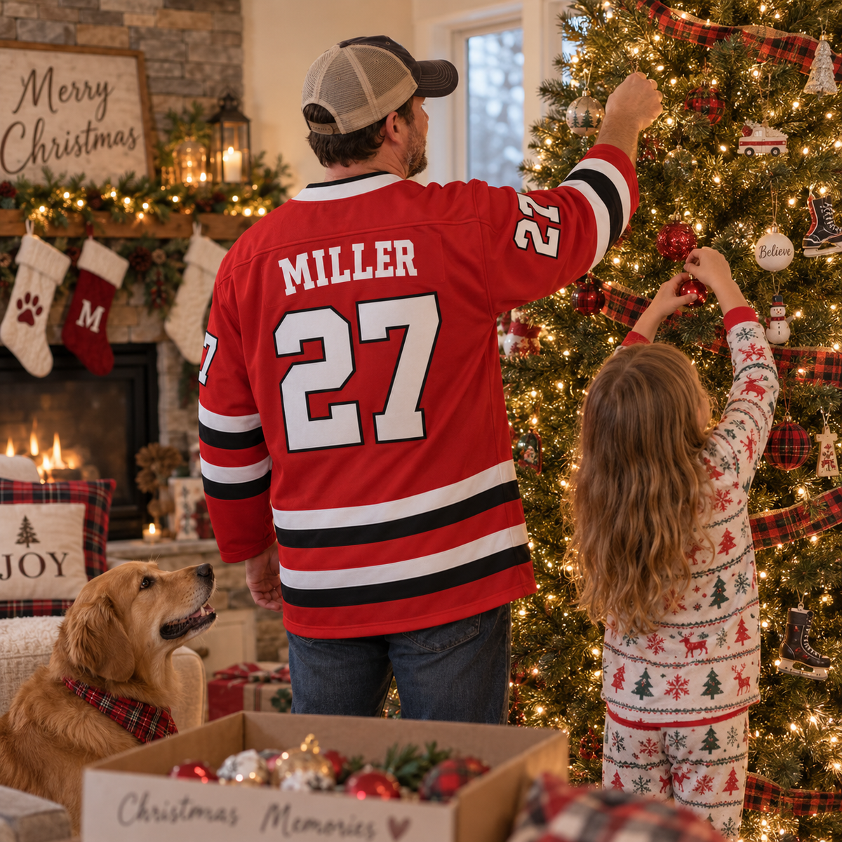 Custom Christmas Hockey Jersey – Personalized Moose Name & Number Jersey