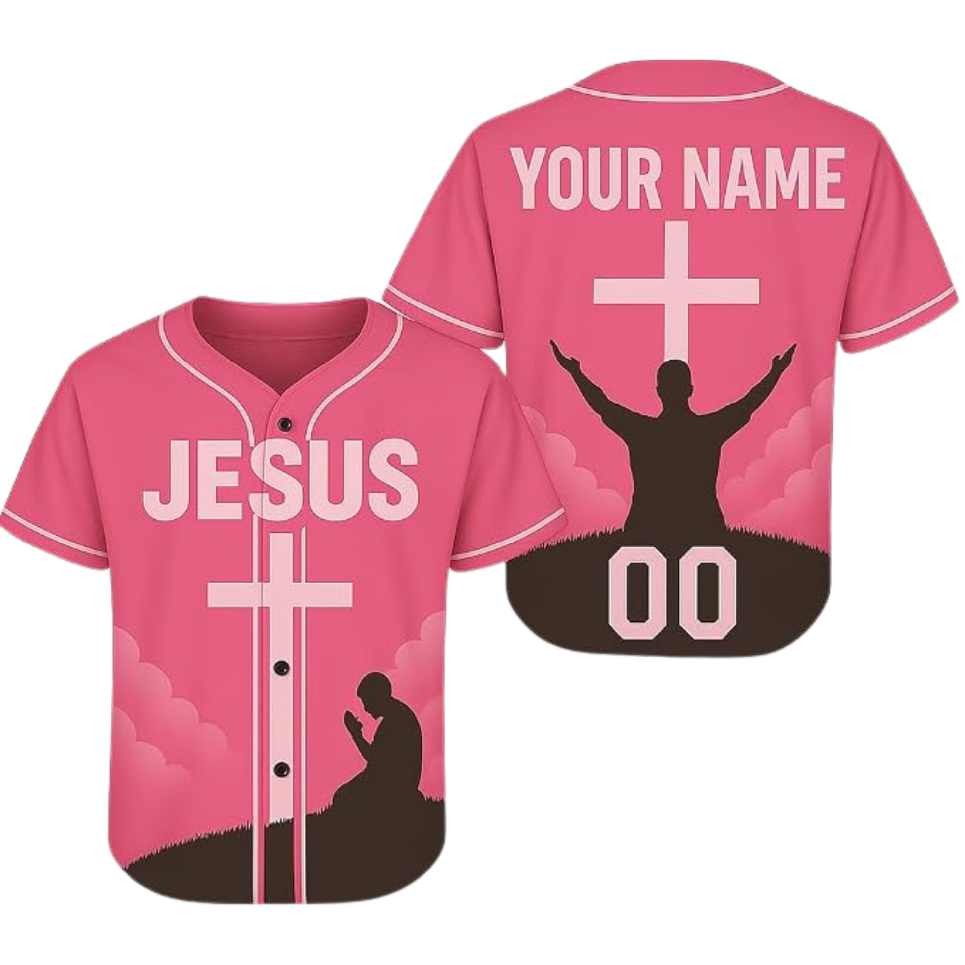 Custom Religious Baseball Jersey – Jesus and Pray Christian Design Add Your Name