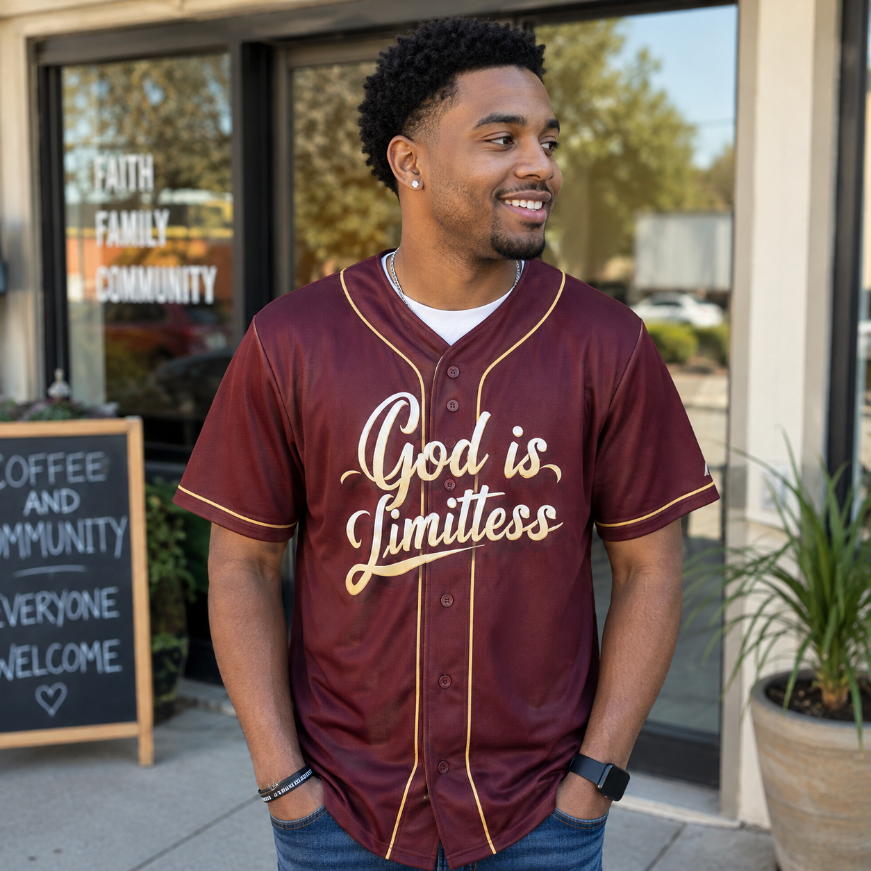 Custom Religious Baseball Jersey – Faith Over Fear Christian Design Add Your Name