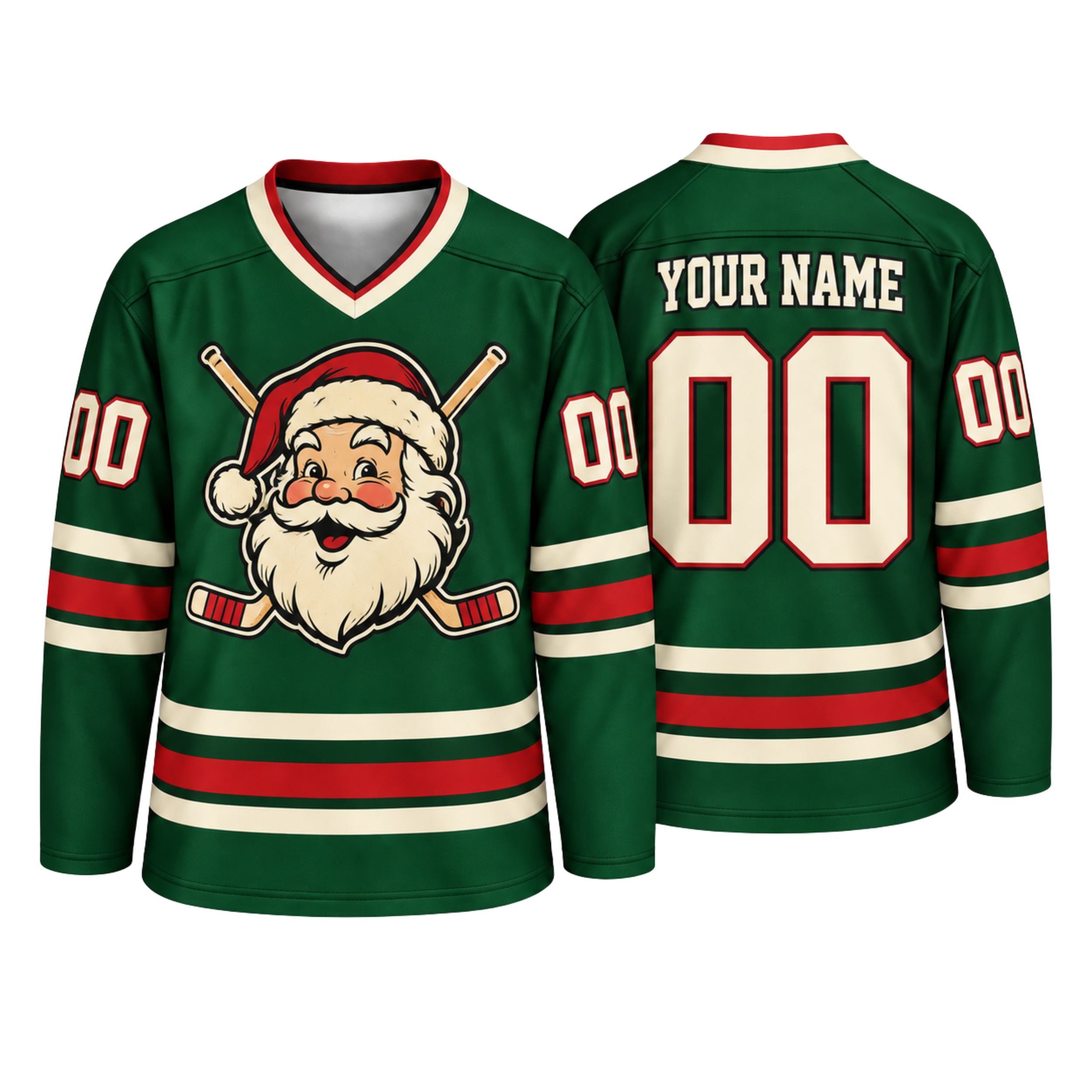 Custom Christmas Hockey Jersey – Santa Personalized Name & Number Jersey