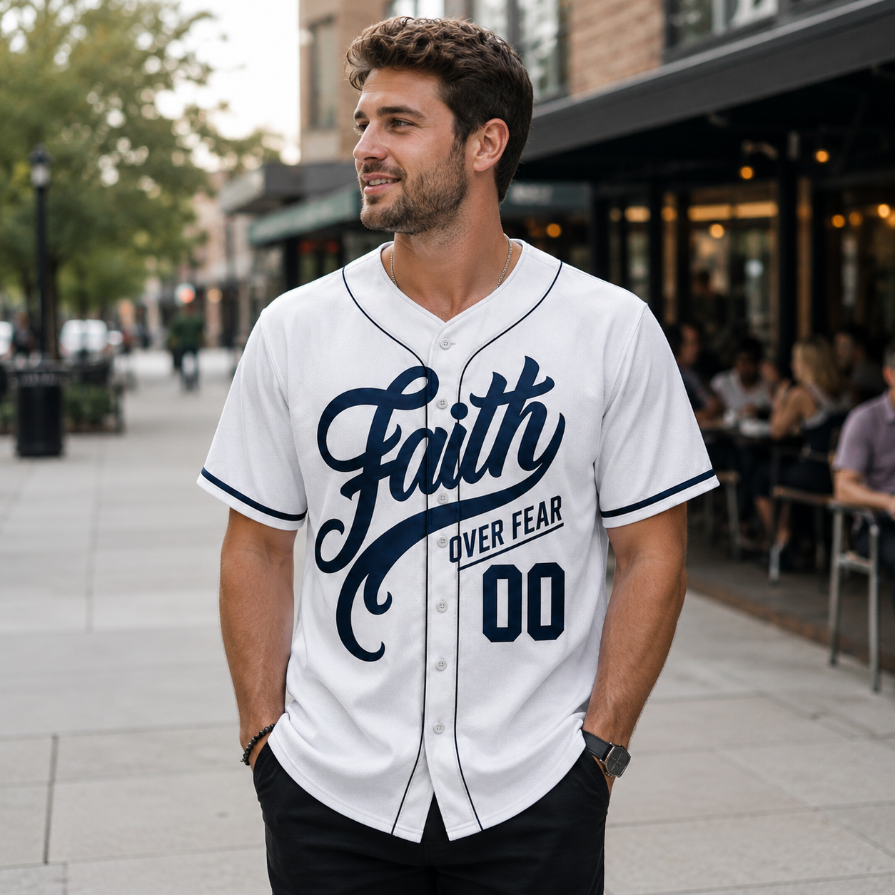 Custom Religious Baseball Jersey – Faith Over Fear Christian Design Add Your Name