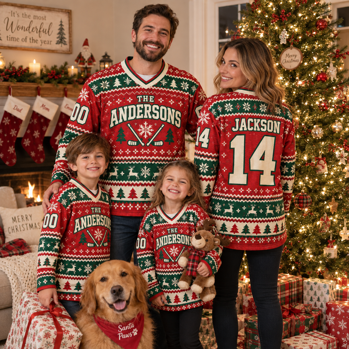 Custom Christmas Hockey Jersey – Personalized Moose Name & Number Jersey