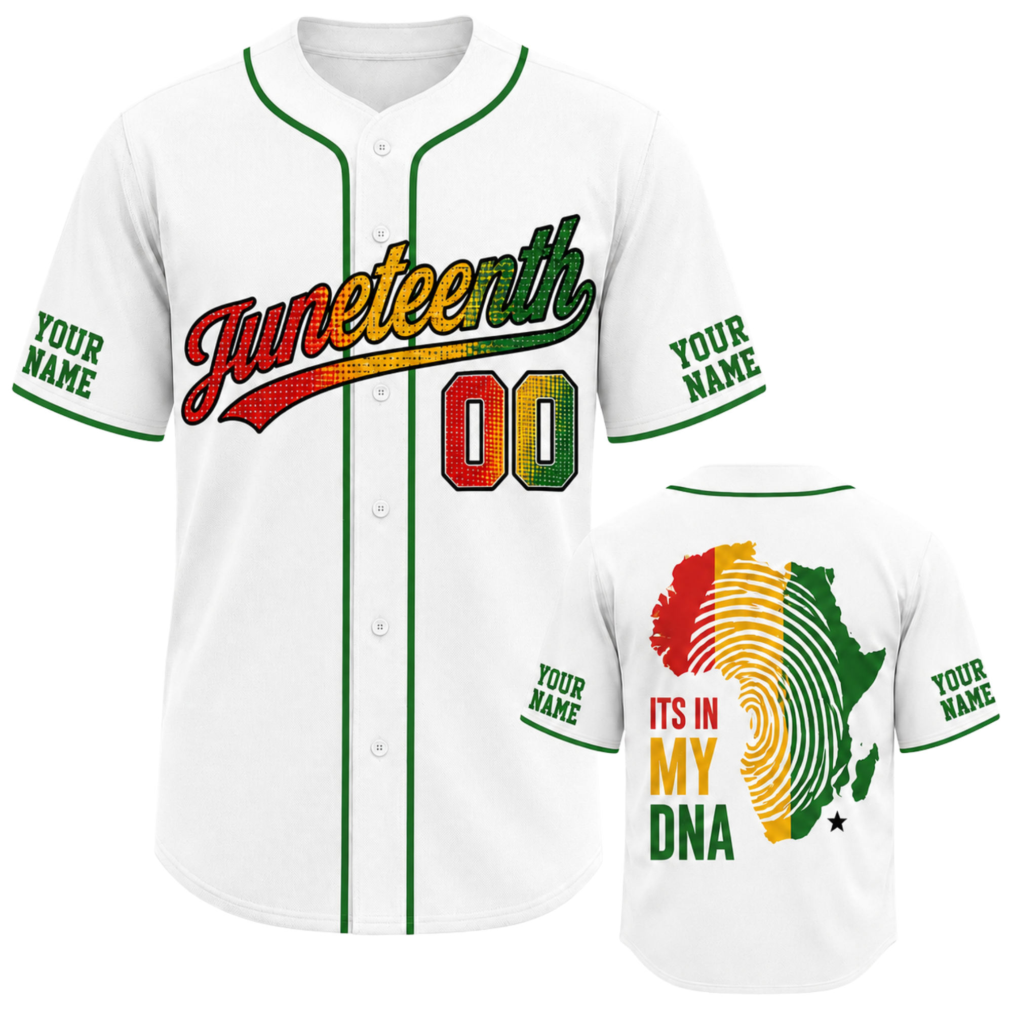 Custom Juneteenth Baseball Jersey White Flag Design - Add Your Name and Number