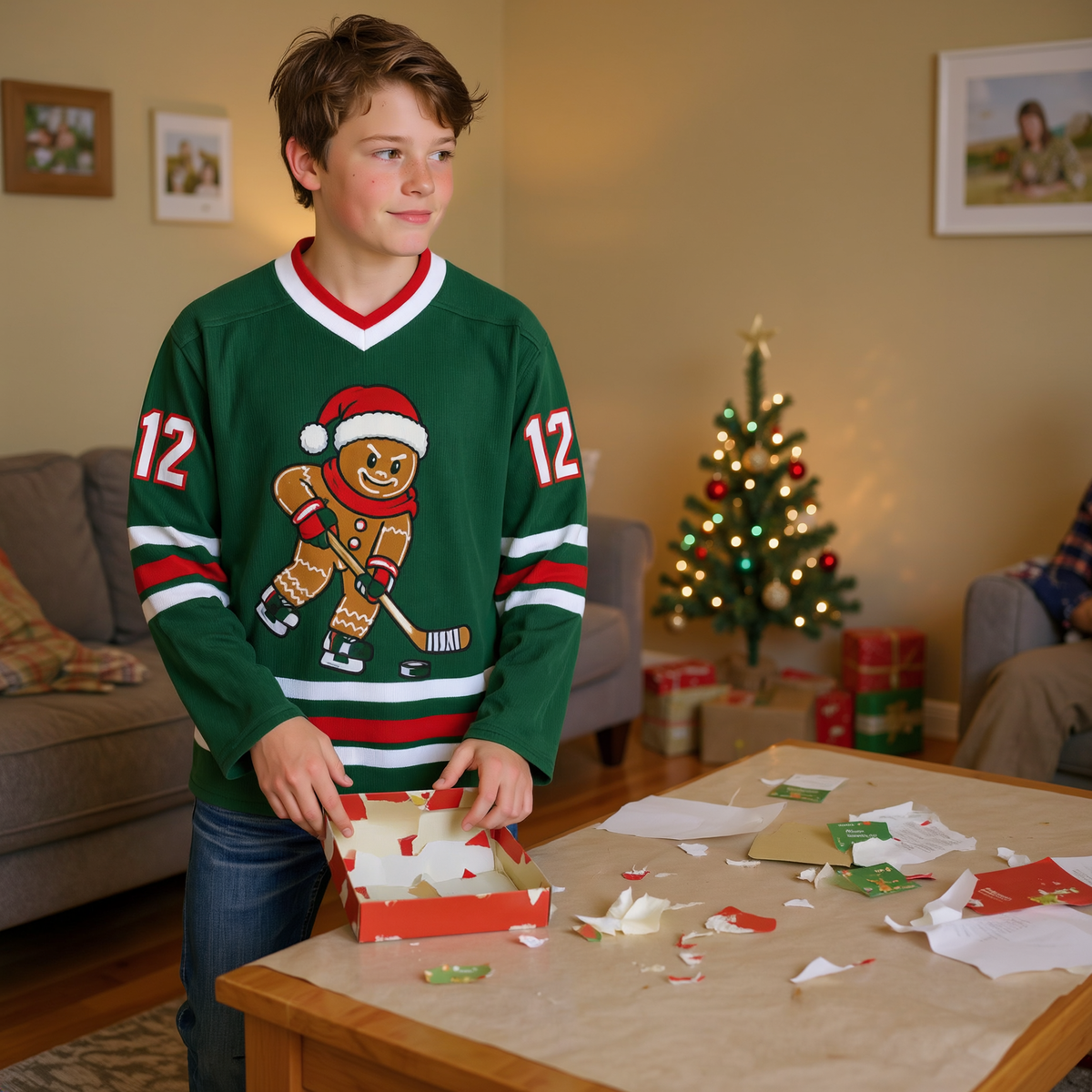 Custom Christmas Hockey Jersey – Skeleton Personalized Name & Number Jersey