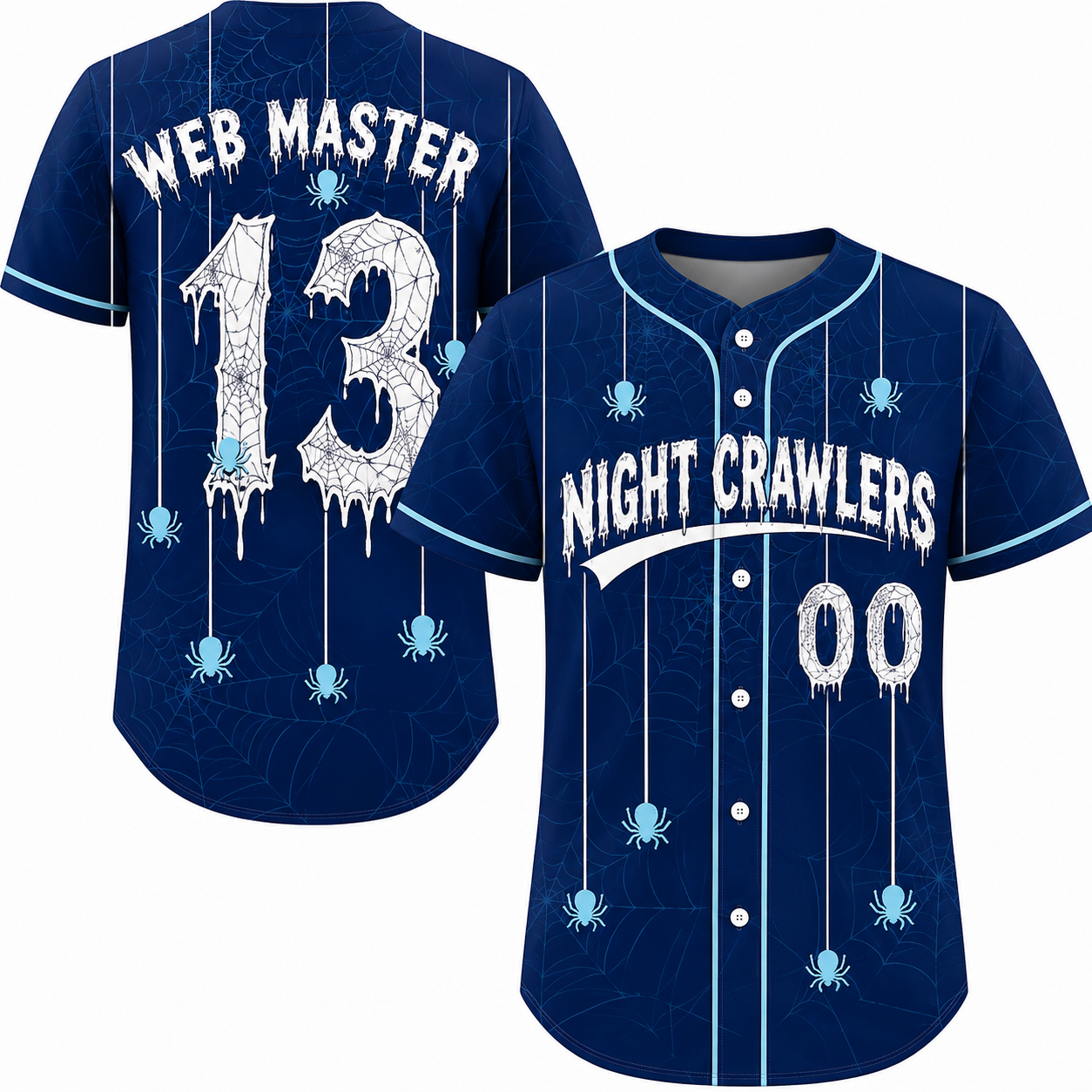 Custom Halloween Baseball Jersey - Navy Night Crawlers Name Number