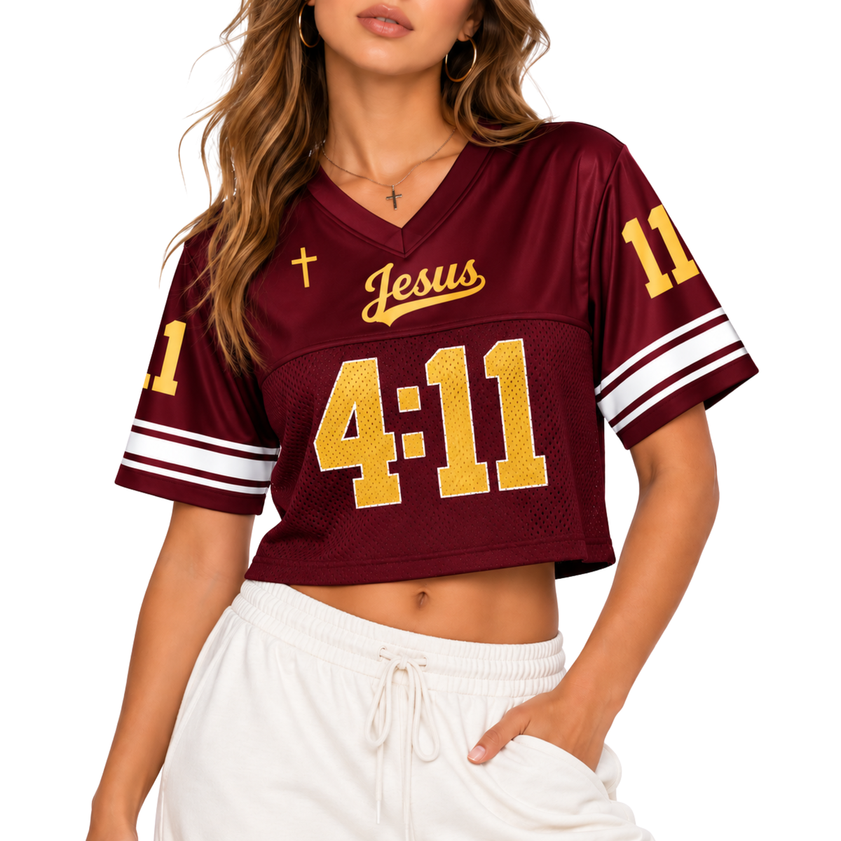 Custom Christian Crop Football Jersey, Maroon Gold, Personalized Name and Number