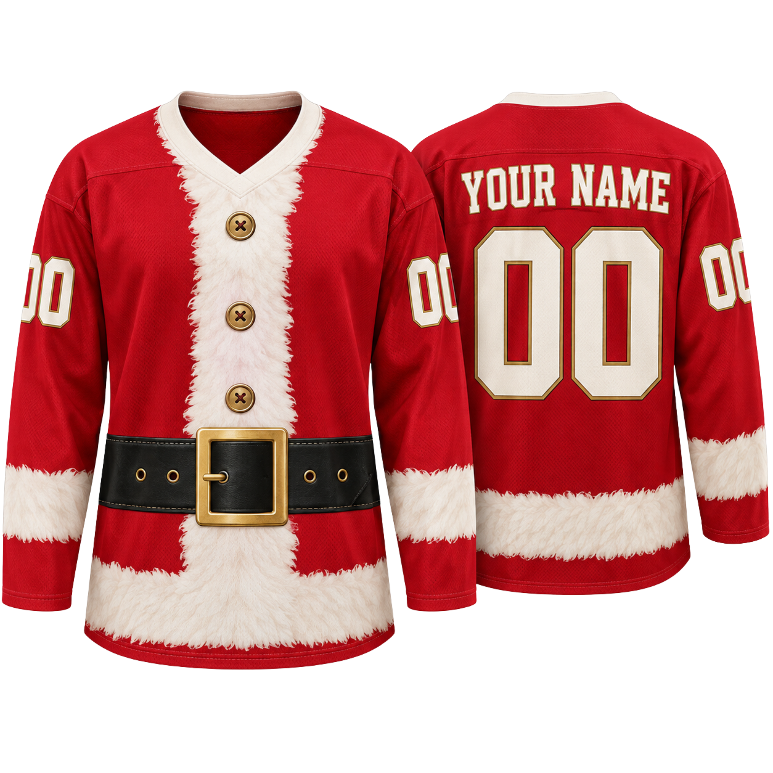 Custom Christmas Hockey Jersey – Santa Costume Personalized Name & Number
