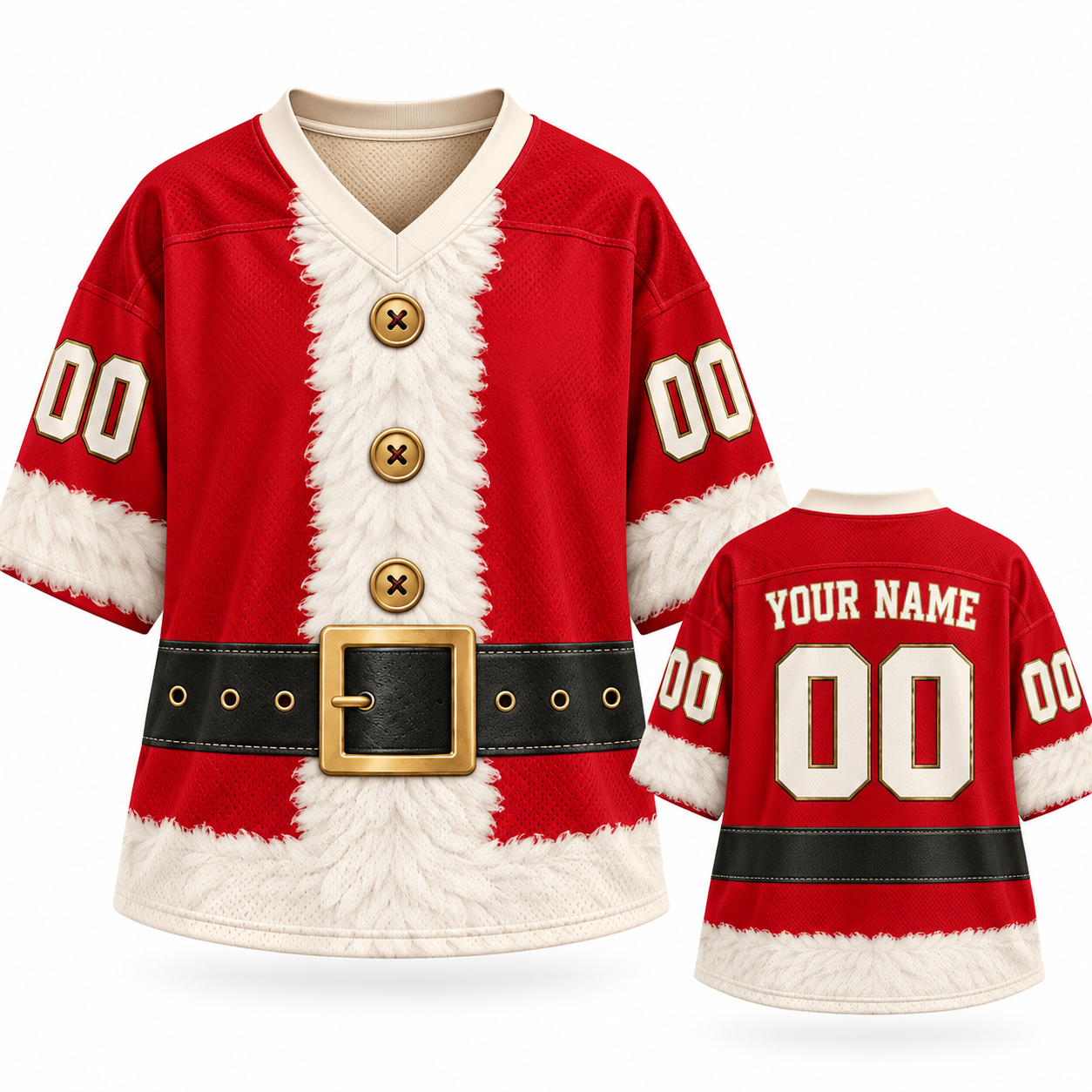 Custom Santa Suit Christmas Football Jersey - Personalized Santa Costume Shirt Name and Number