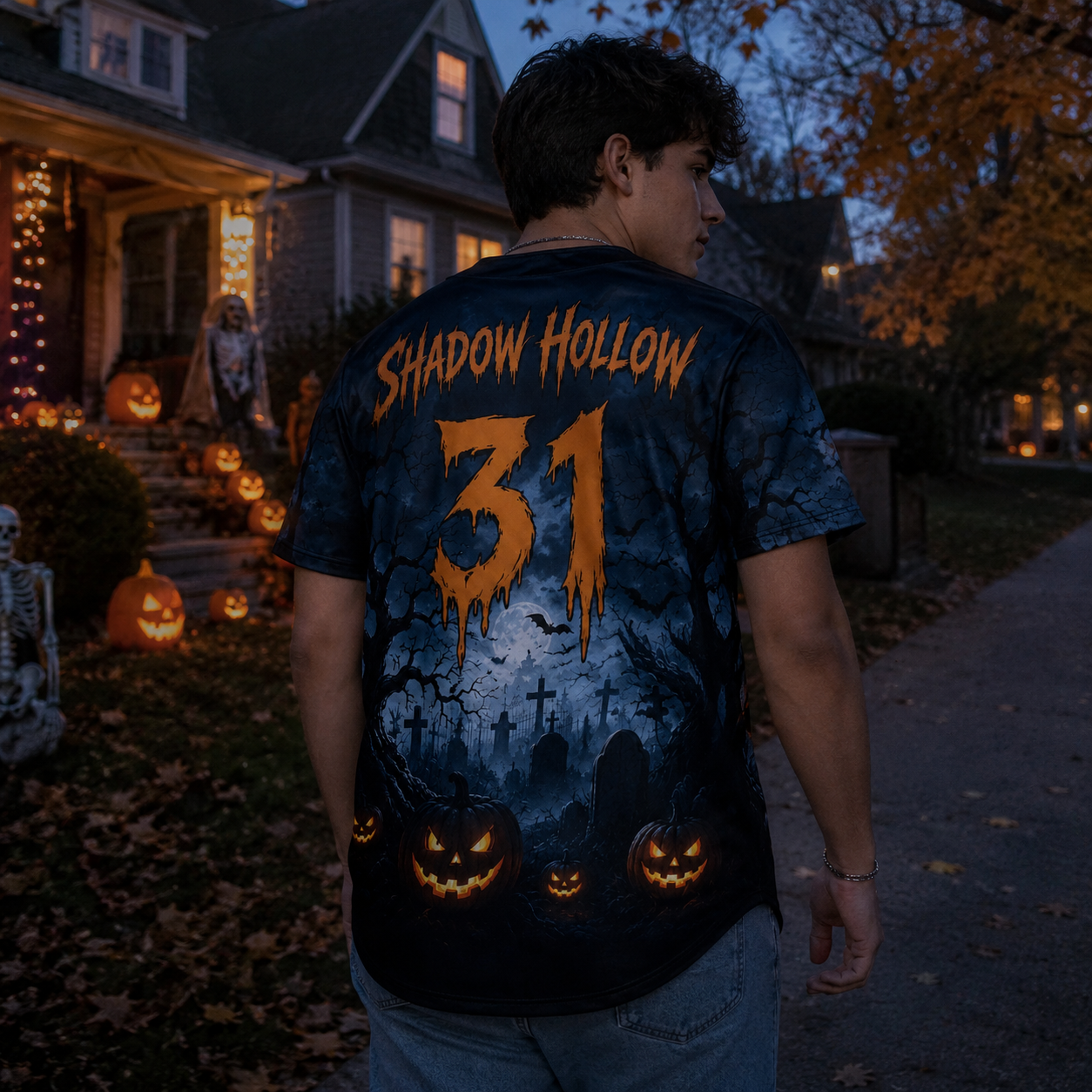 Custom Halloween Baseball Jersey - Black Nightmare Spider Name Number