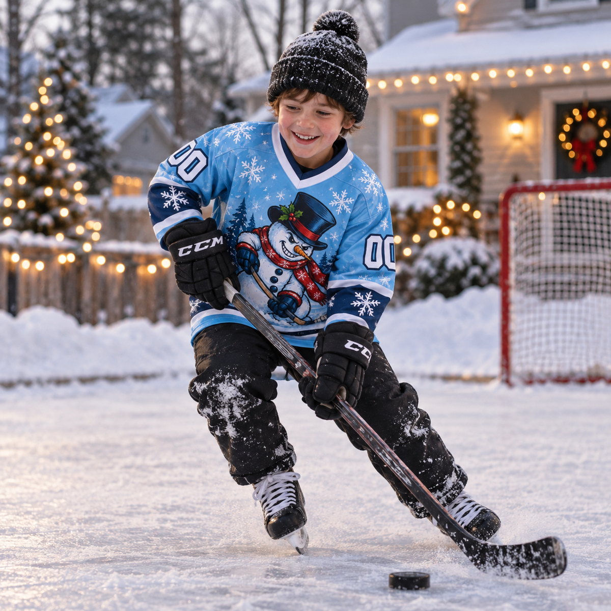 Custom Christmas Hockey Jersey – Skeleton Personalized Name & Number Jersey
