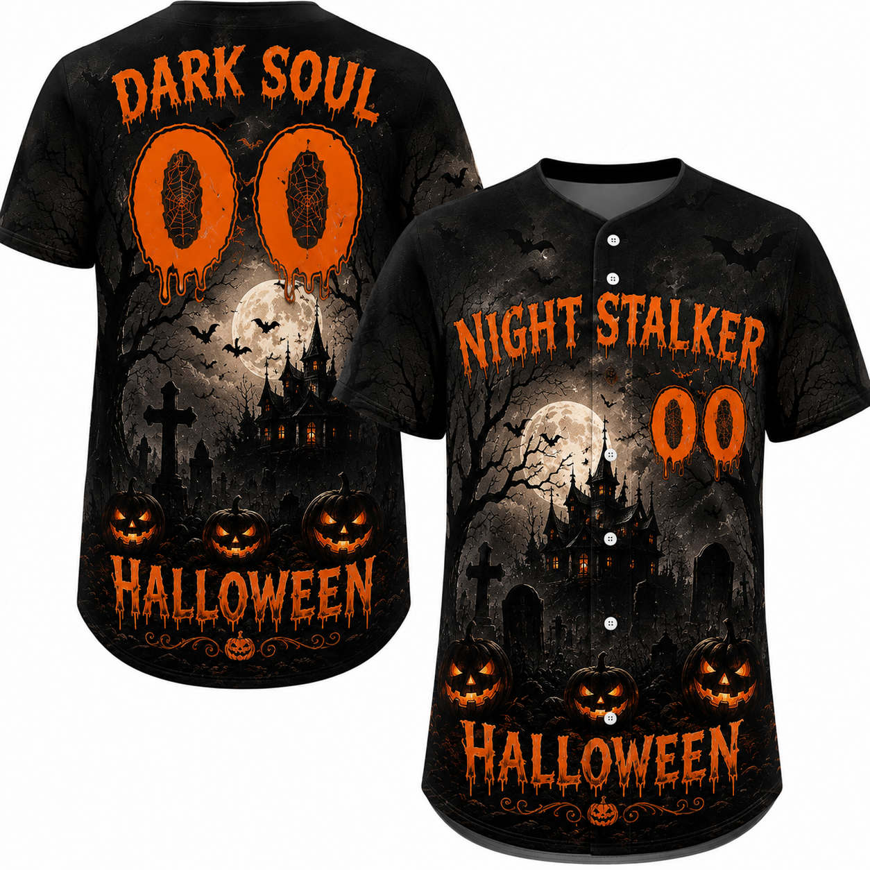 Custom Halloween Baseball Jersey - Black Night Stalker Name Number