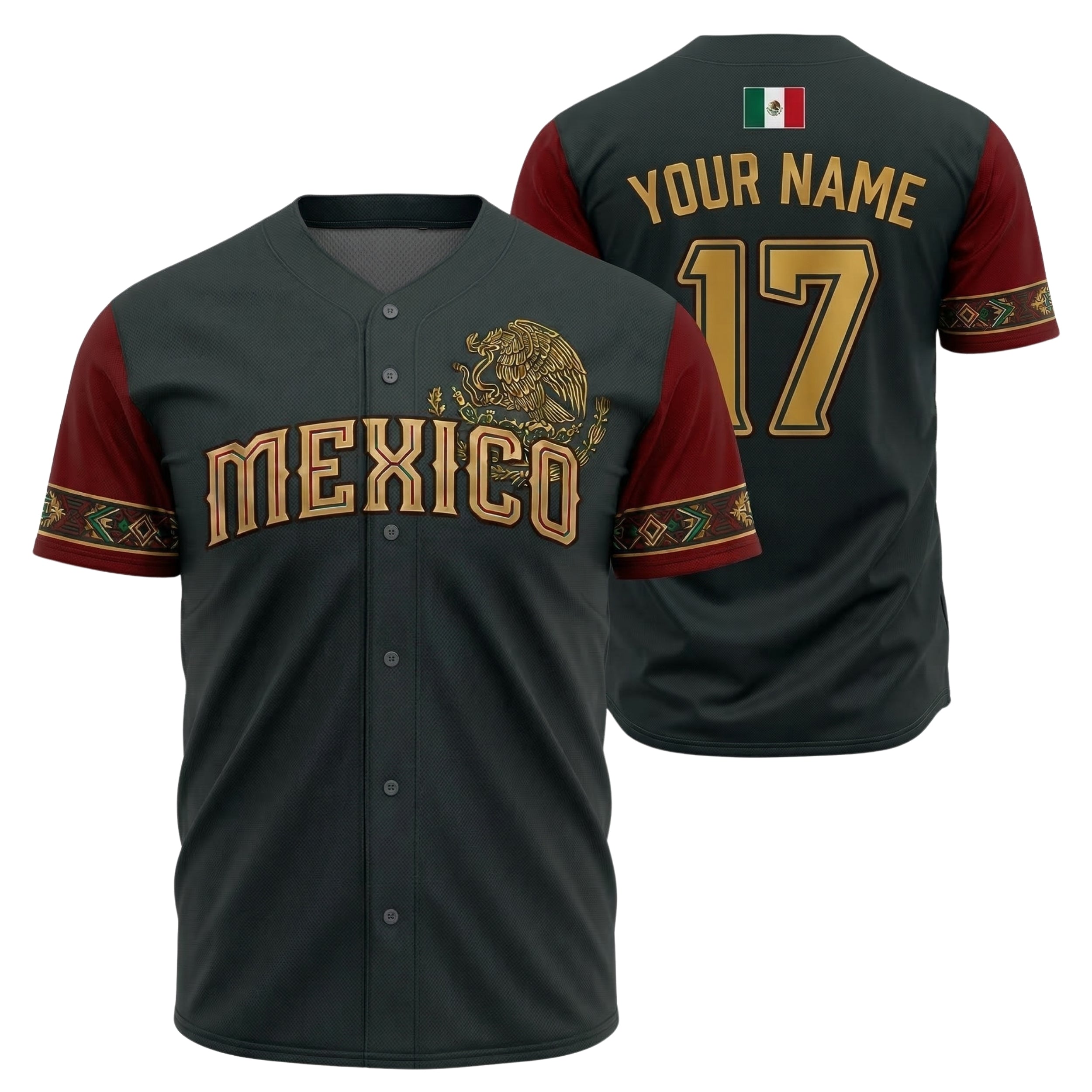 Custom Baseball Jersey Mexican Pride Mexico Heritage Eagle – Personalized Name Number
