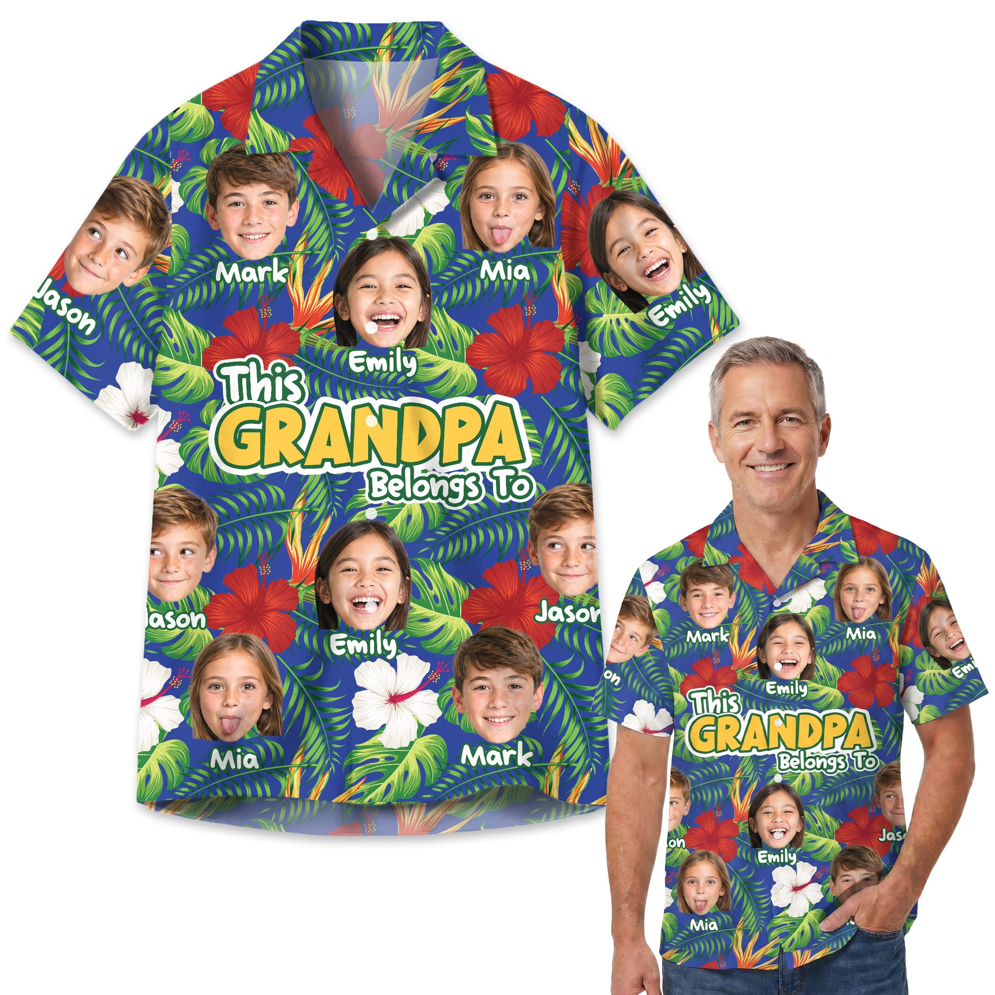 Custom Grandpa Hawaiian Shirt This Grandpa Belongs to – Add Names Photos
