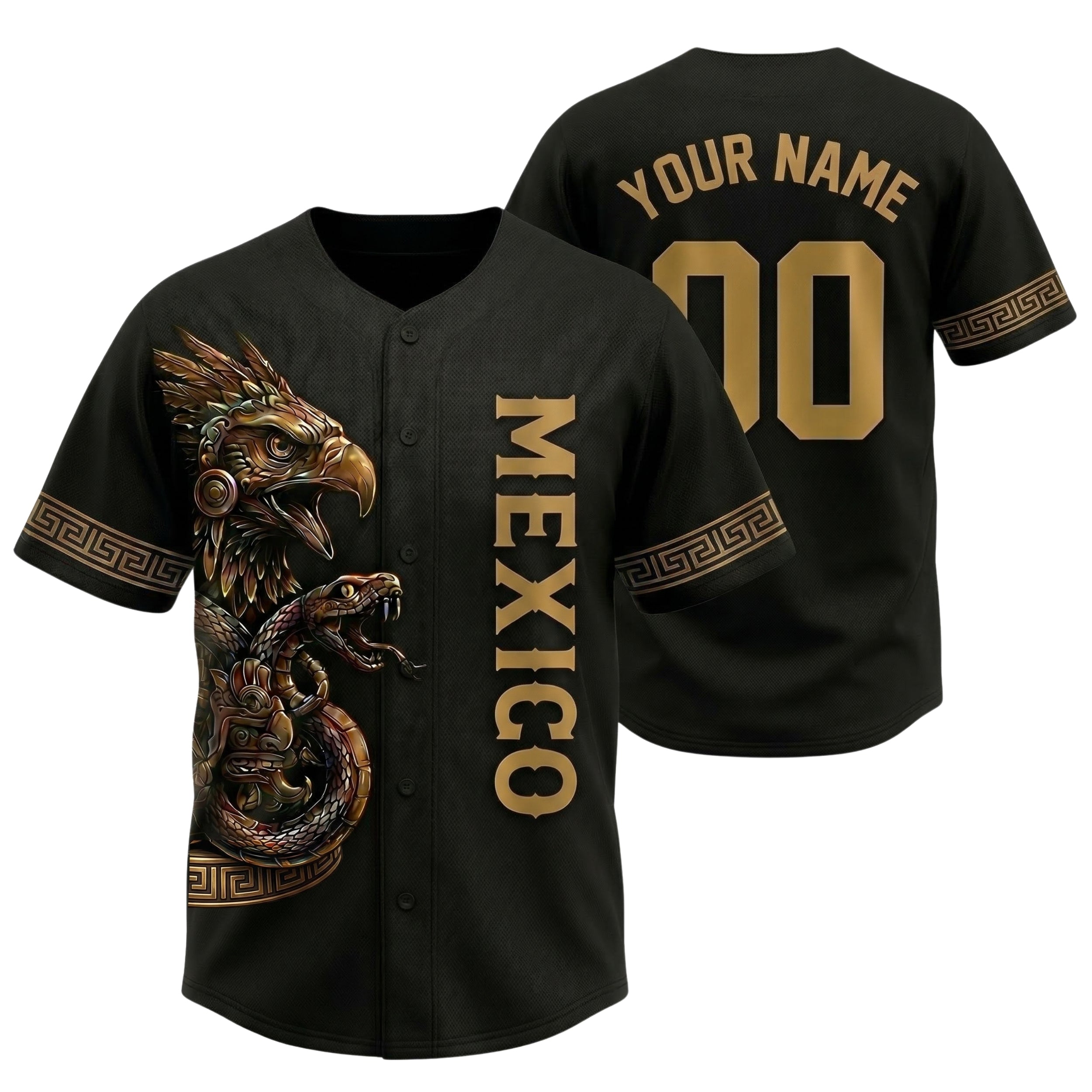 Custom Baseball Jersey Mexican Pride Mexico Aztec Eagle – Personalized Name Number