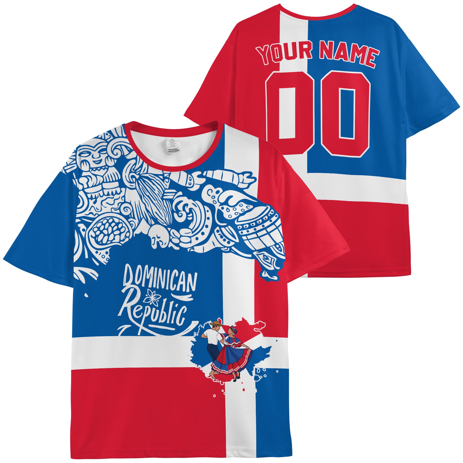 Custom República Dominicana Soccer Jersey Dominican Fan Heritage Pattern – Personalized Name Number