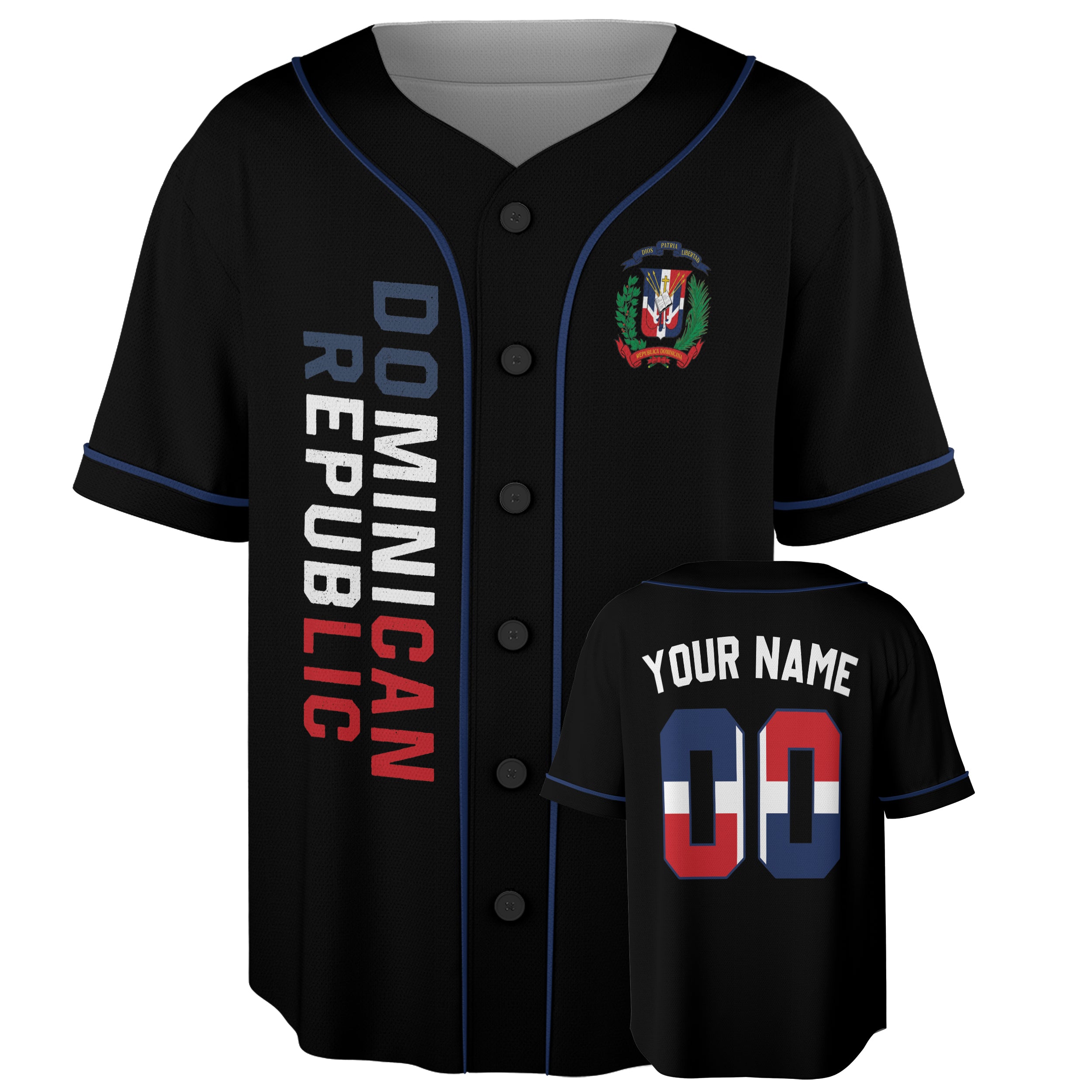 Custom Dominican Republic Baseball Jersey Fan Modern Black – Personalized Name Number