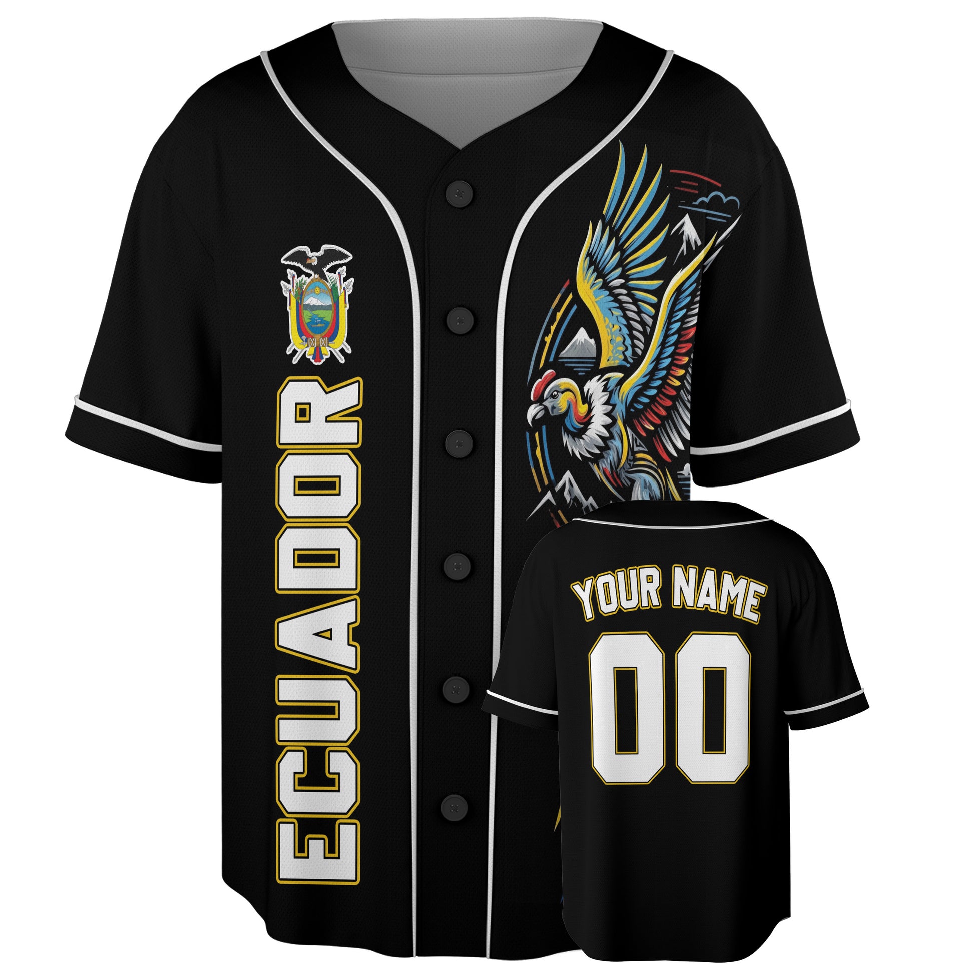 Custom Ecuador Baseball Jersey Ecuadorian Fan Condor Strike – Personalized Name Number