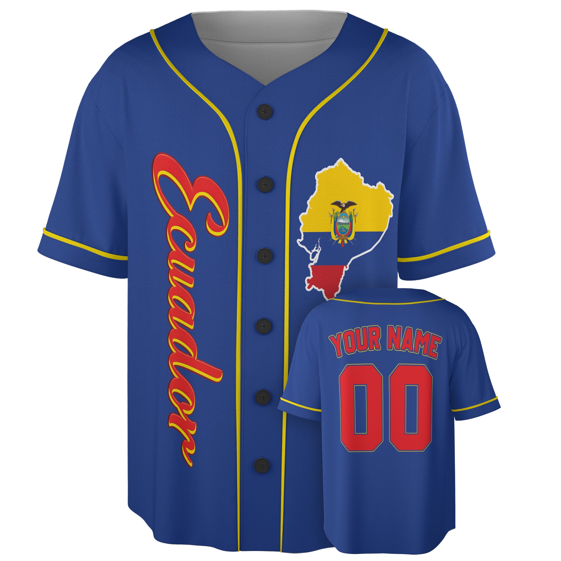 Custom Ecuador Baseball Jersey Ecuadorian Fan Script Outline – Personalized Name Number