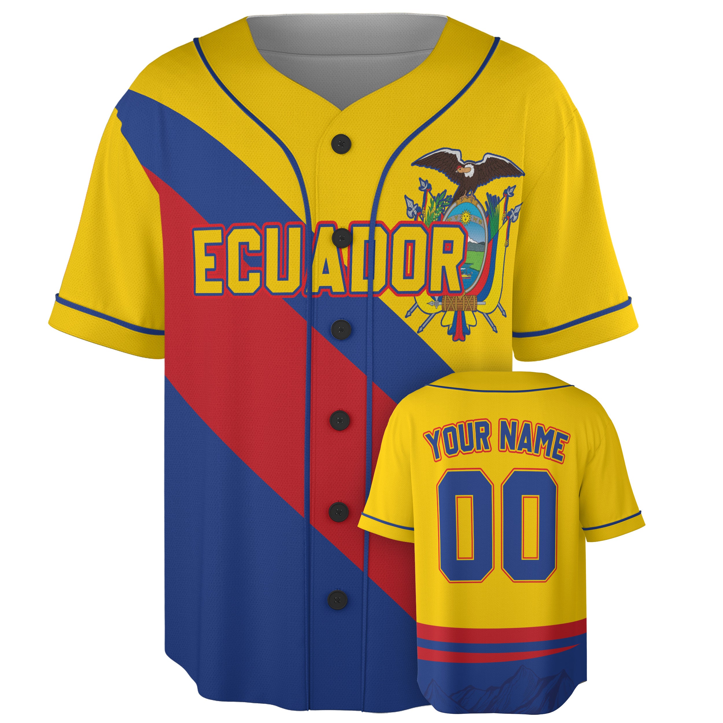 Custom Ecuador Baseball Jersey Ecuadorian Fan Crest Slash – Personalized Name Number