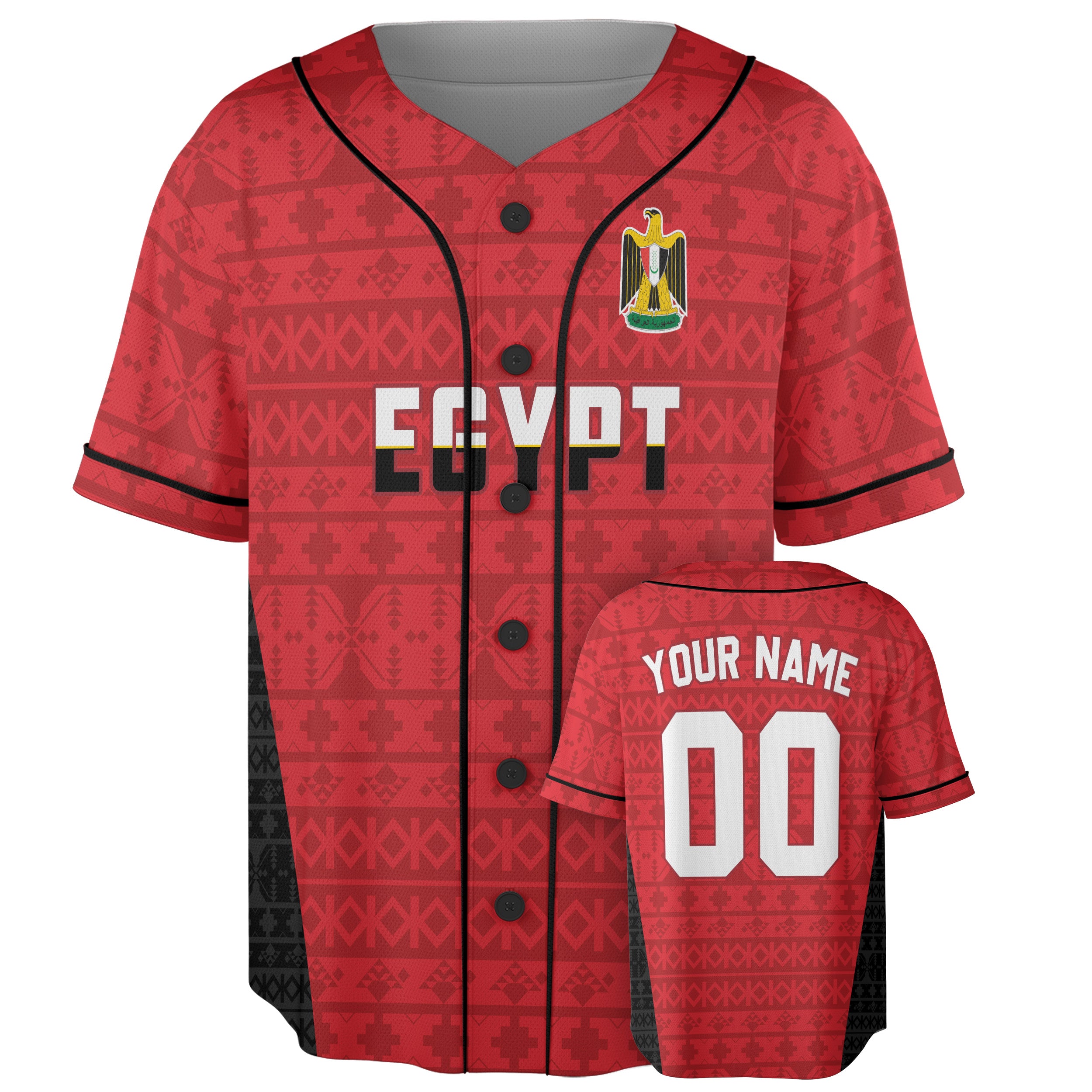 Custom Egypt Baseball Jersey Egyptian Fan Tribal Pattern – Personalized Name Number