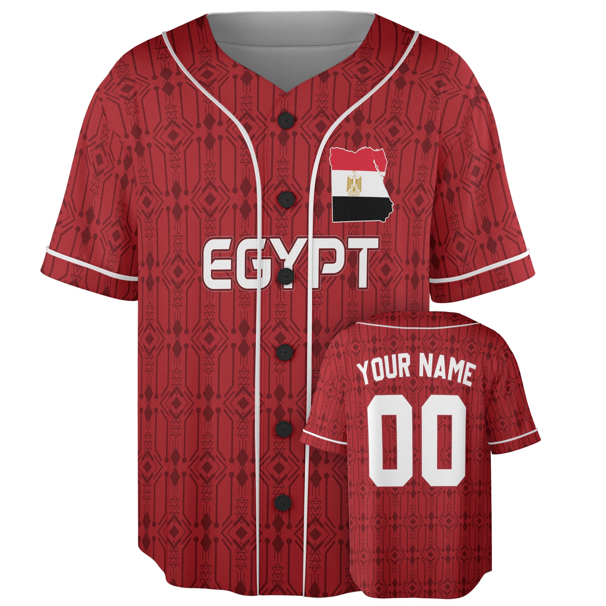 Custom Egypt Baseball Jersey Egyptian Fan Geometric Tribal – Personalized Name Number