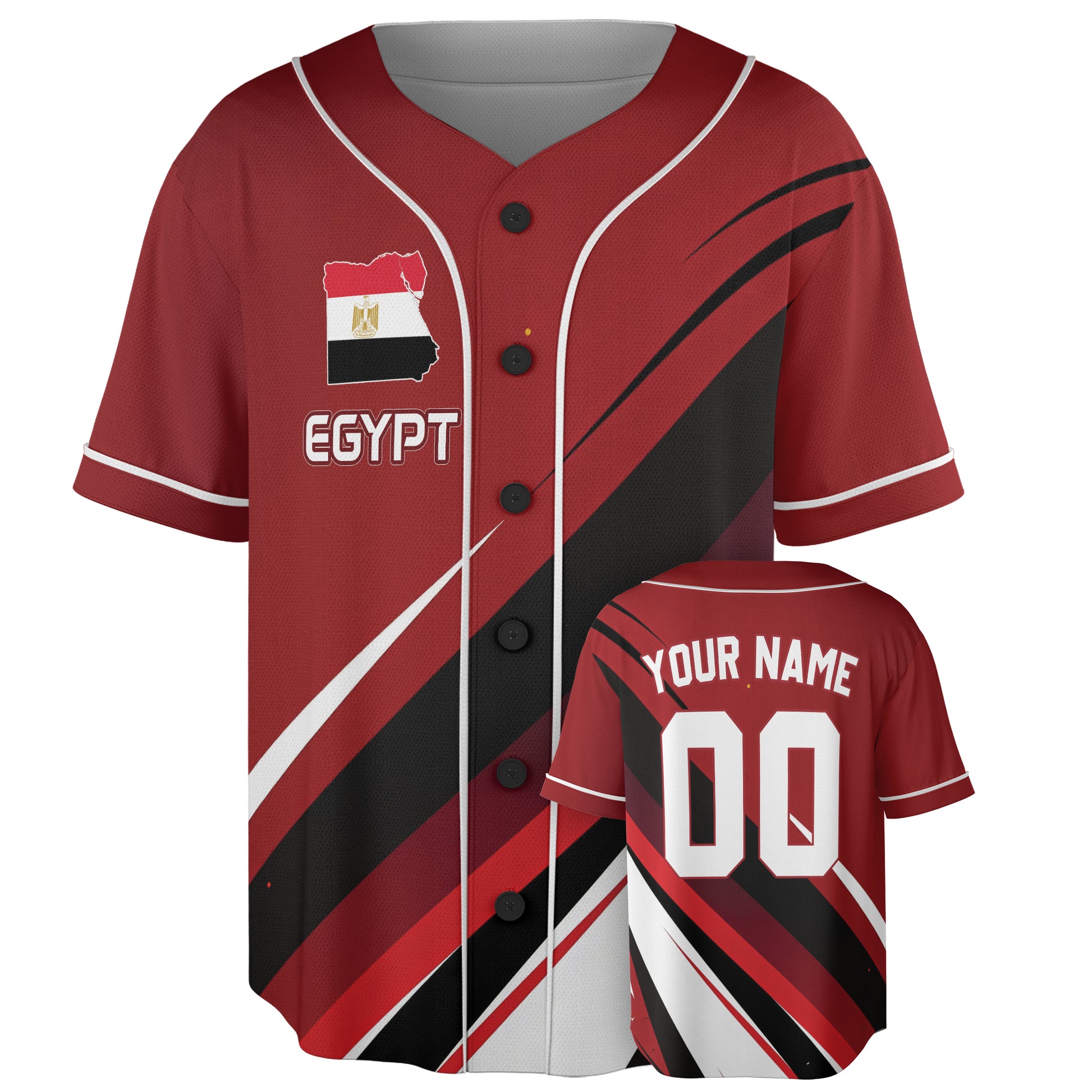 Custom Egypt Baseball Jersey Egyptian Fan Abstract Slash – Personalized Name Number